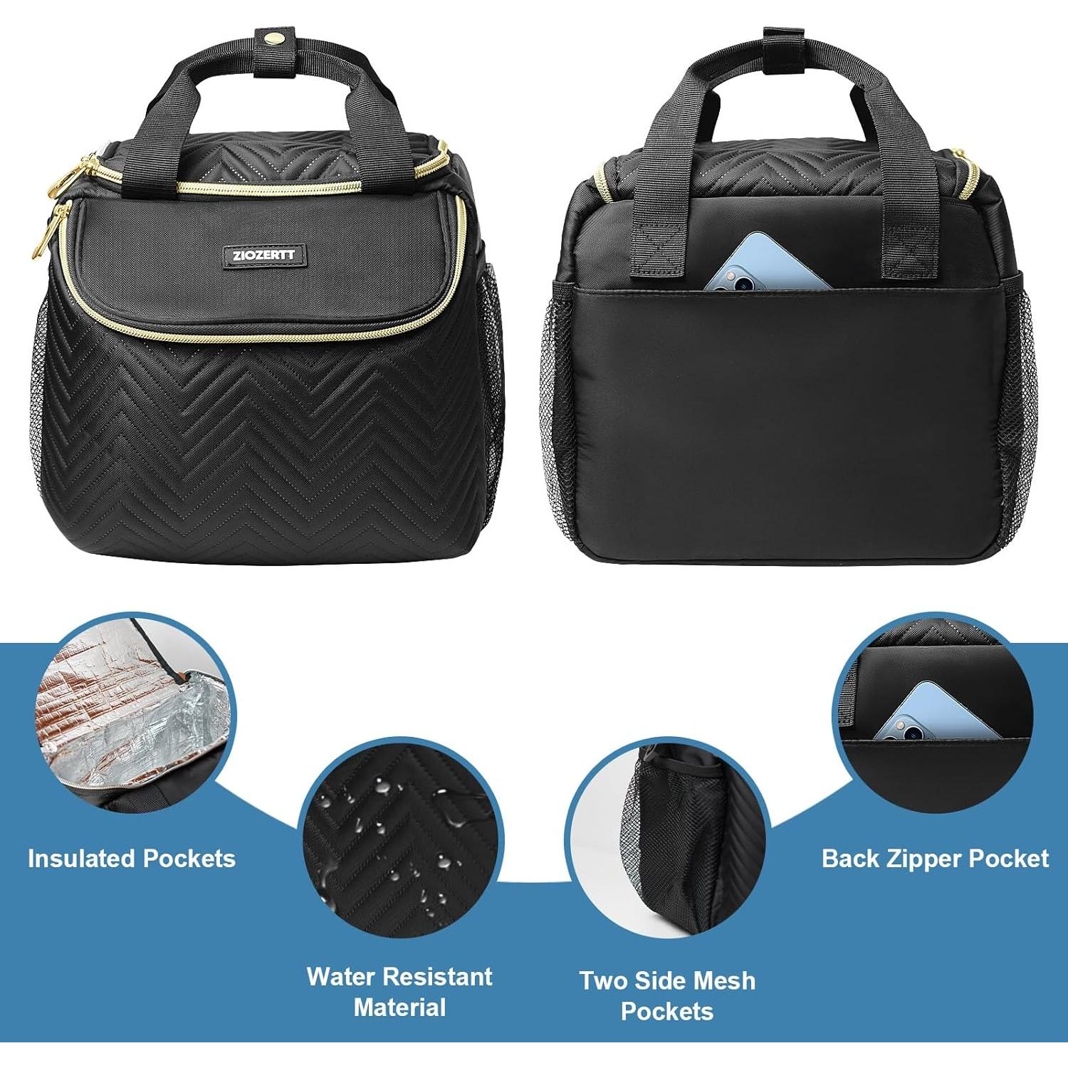 Bolsa Térmica Extractor de Leche Materna Negra - Compatible con Medela, Elvie, Momcozy
