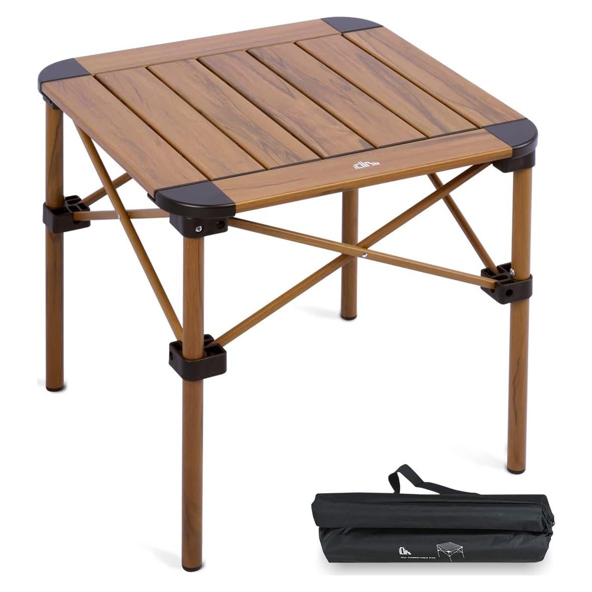 Mesa Plegable Cuadrada iClimb 39.88 cm Aluminio Naturaleza