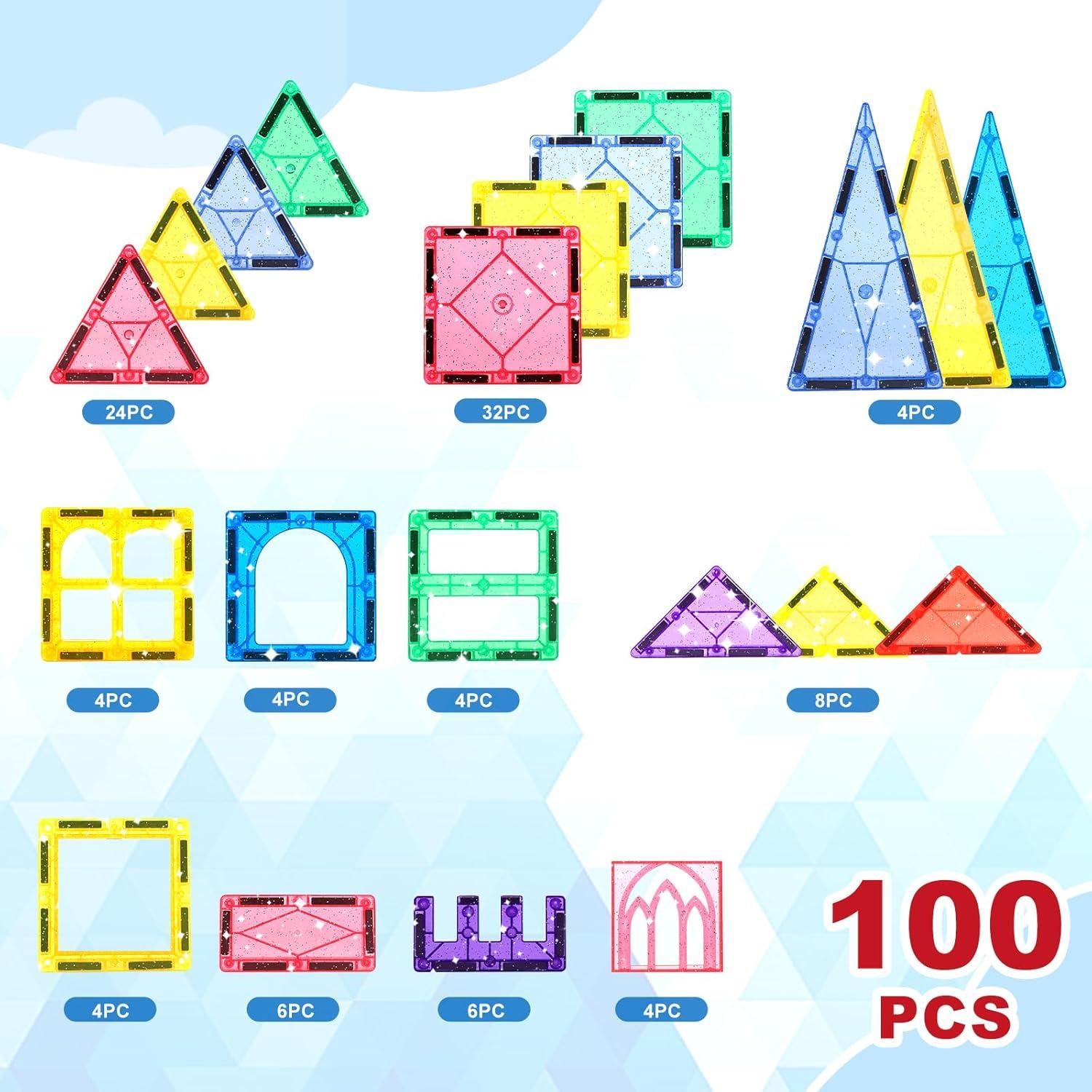 100 Piezas de Azulejos Magnéticos Mruikeny para Niños 3-8 Años