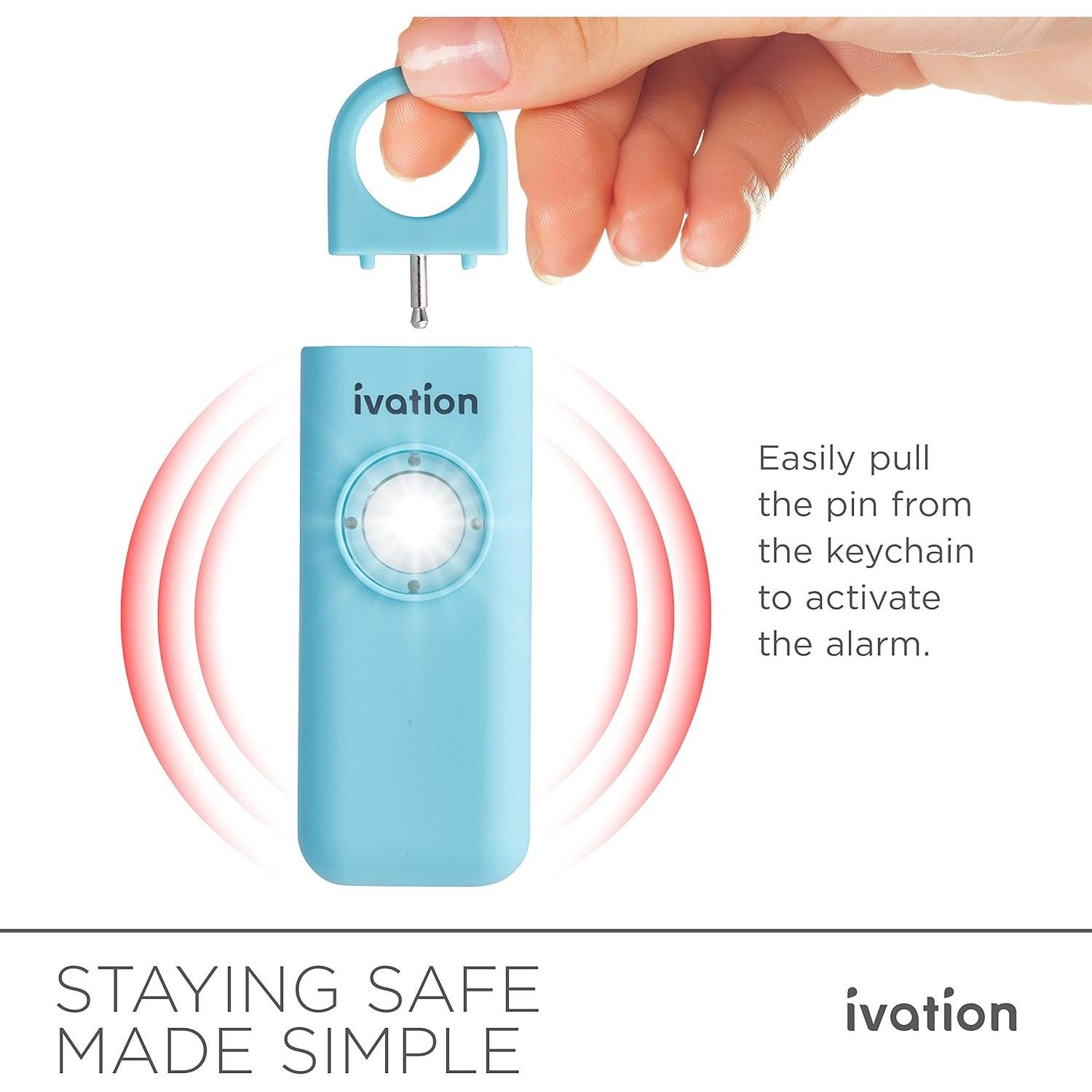 Llave de Alarma SOS Ivation | Sirena 125 dB y Luz LED Estroboscópica