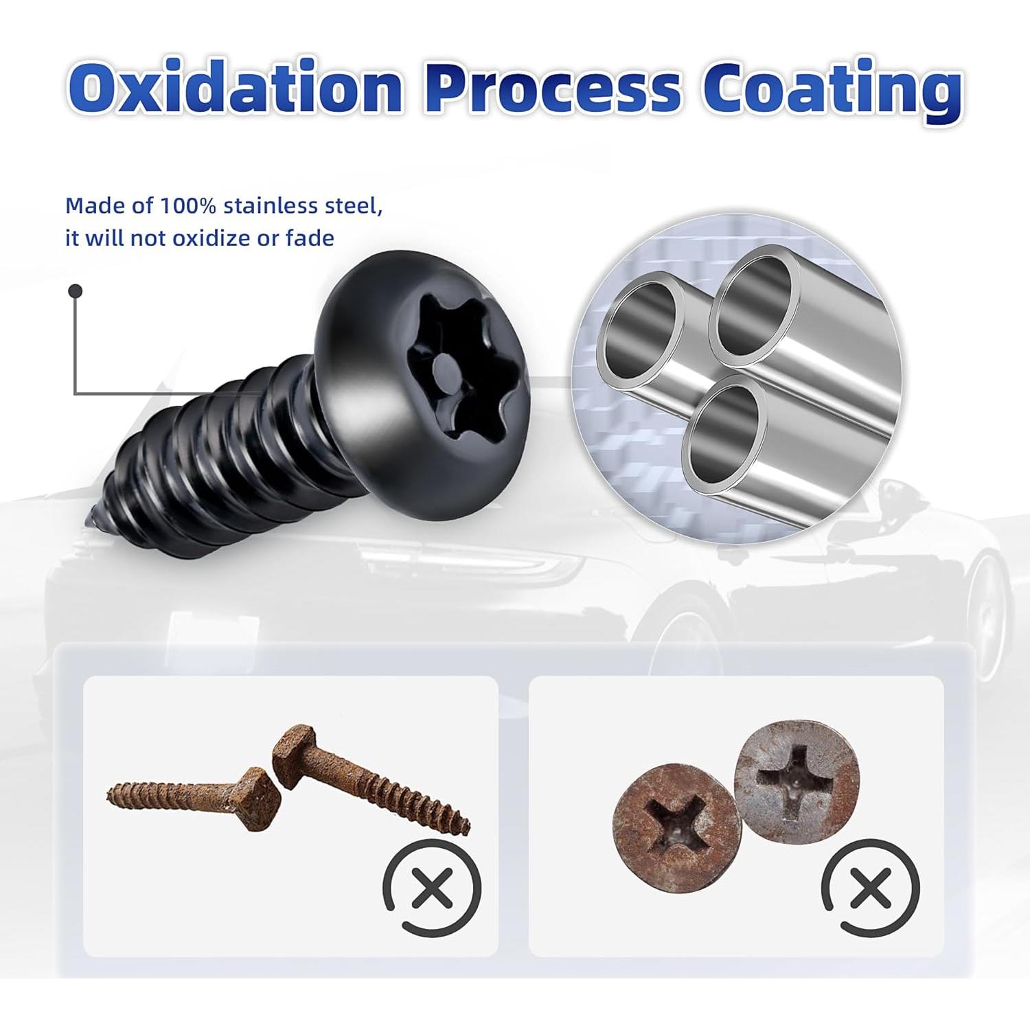 Kit de Tornillos Antirrobo Hoewina para Placas de Matrícula 8PCS