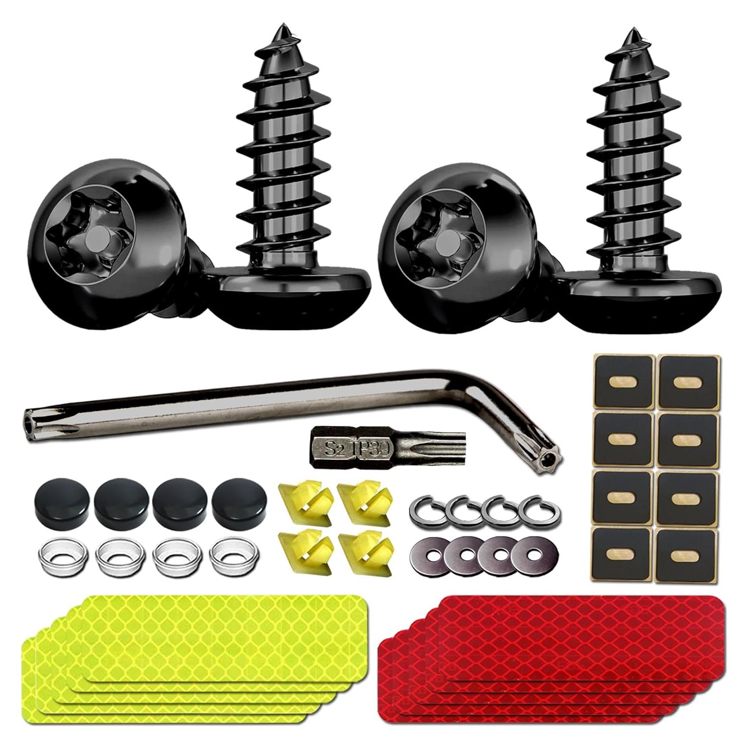 Tornillos de Placa de Licencia Antirrobo NJNYLLC M6 Negro 10PCS