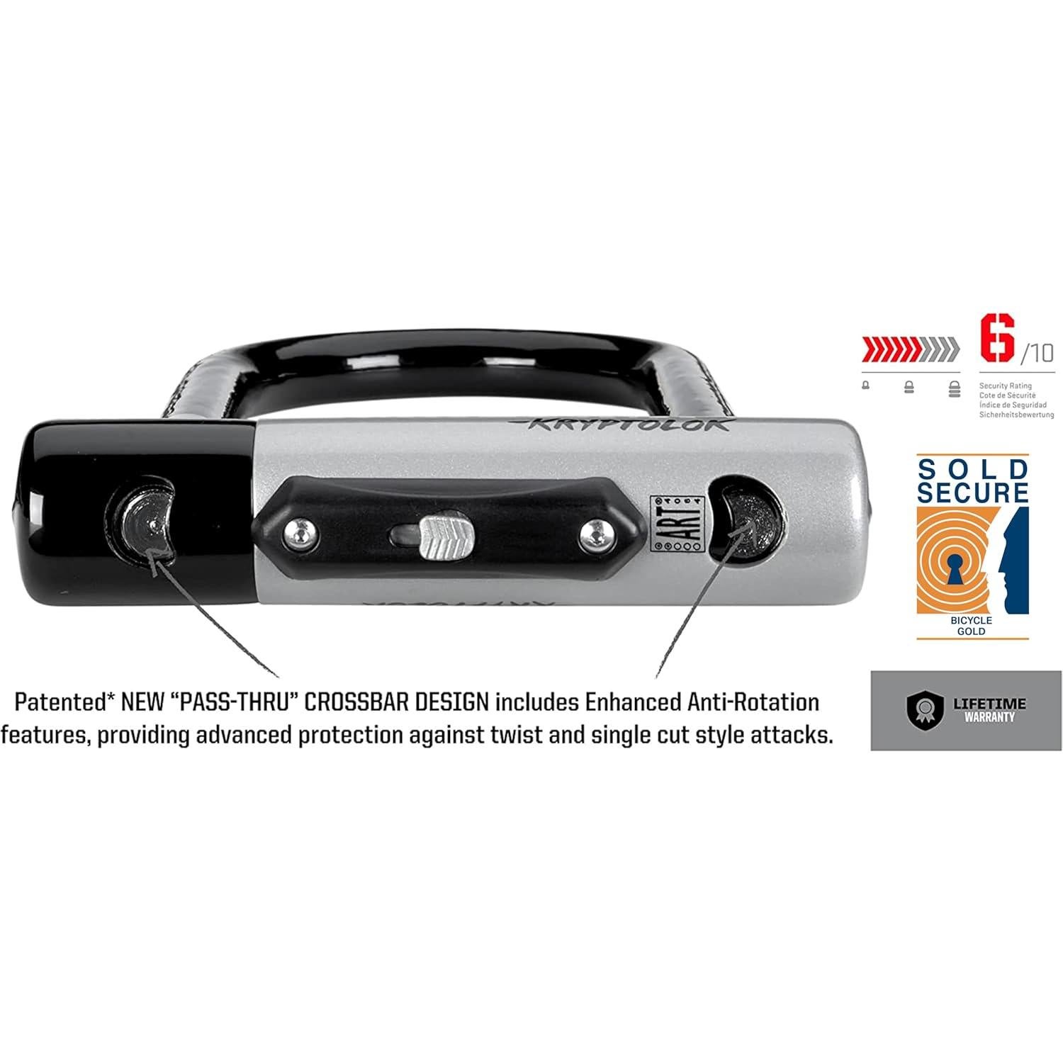 Candado U-Lock Kryptonite KryptoLok Estándar con Cable 1.22m