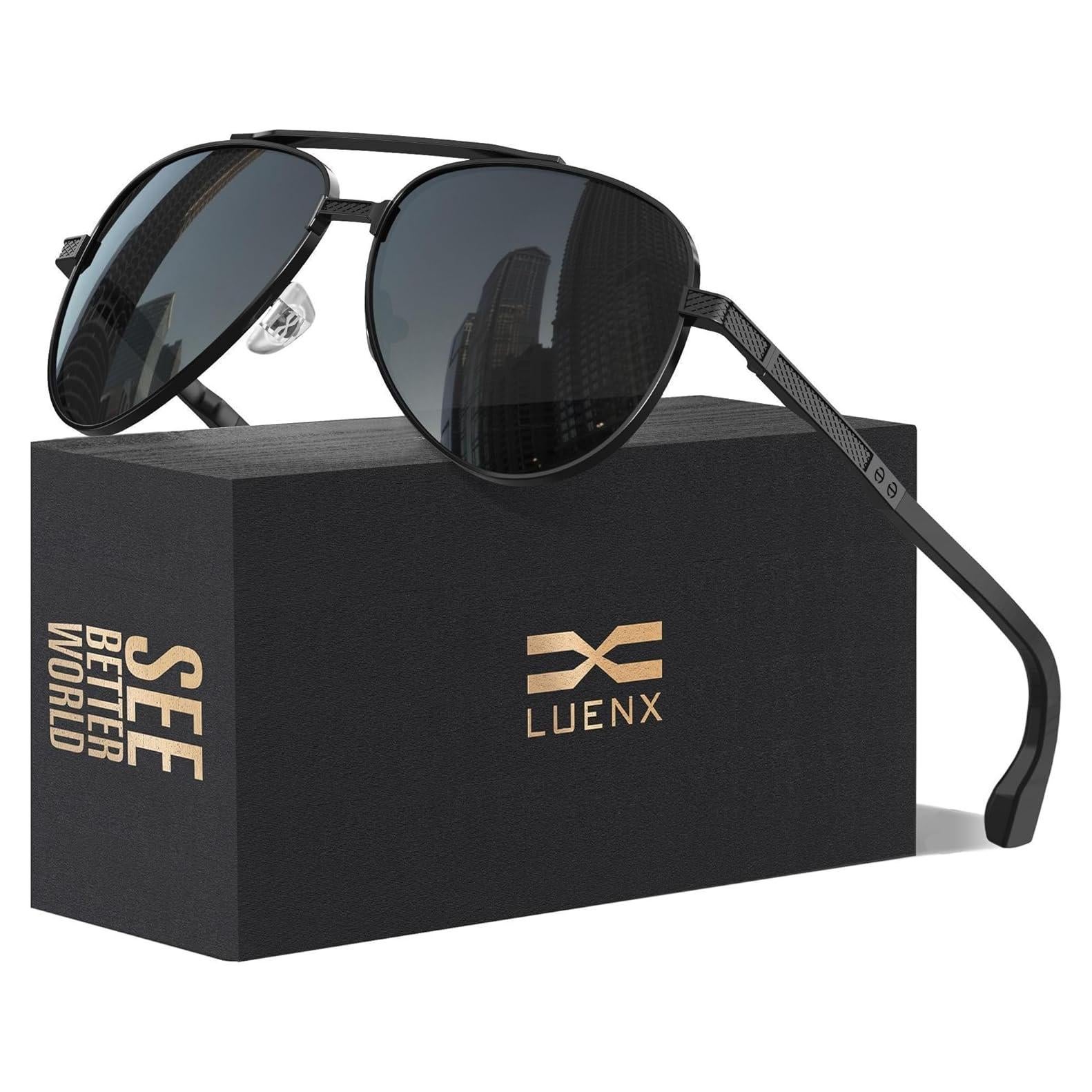 Gafas de sol LUENX Aviador Polarizadas UV400 60mm para Hombres y Mujeres