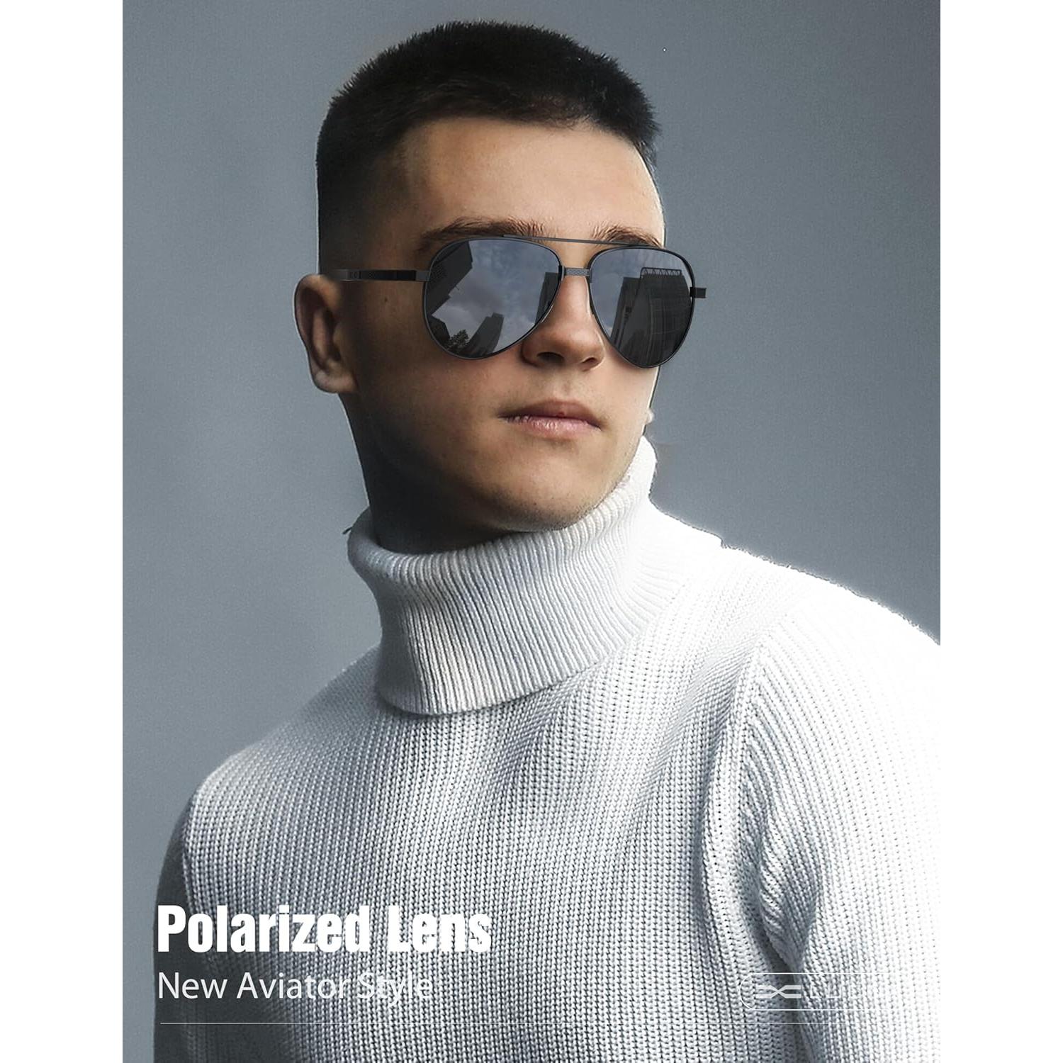 Gafas de sol LUENX Aviador Polarizadas UV400 60mm para Hombres y Mujeres