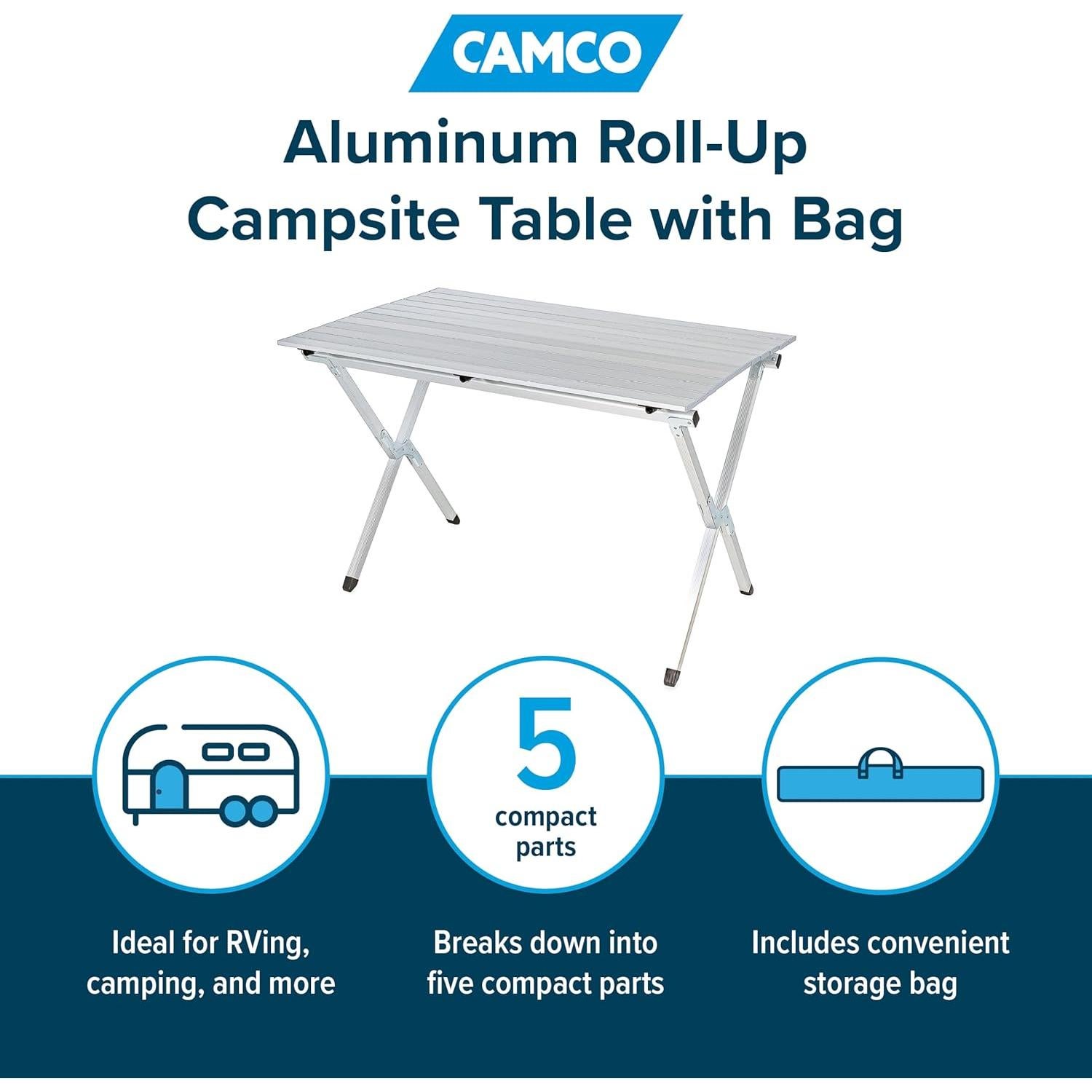 Mesa de Camping Plegable Camco de Aluminio 110.5x68.6cm