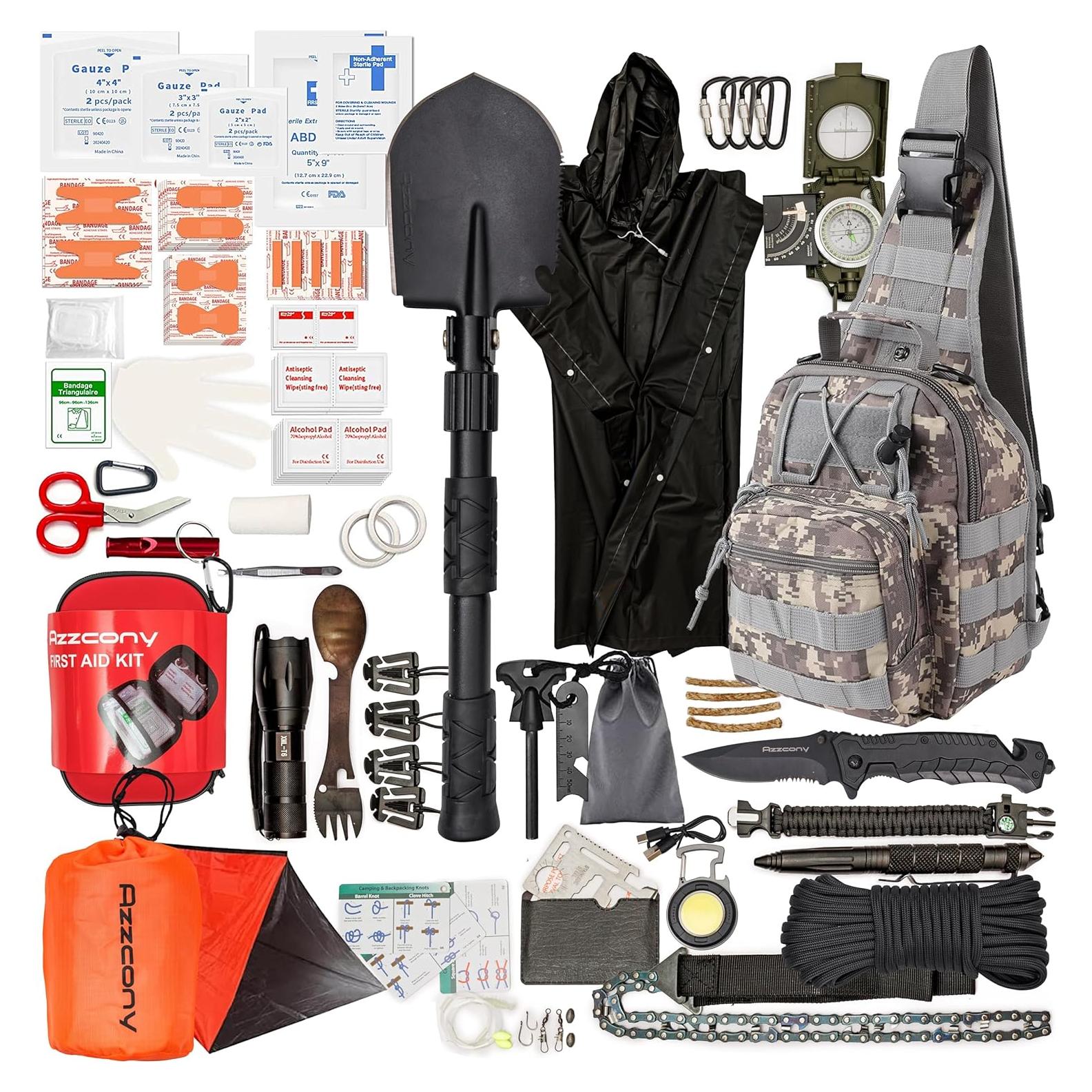 Kit de Supervivencia Azzcony 250 Piezas con Mochila Táctica