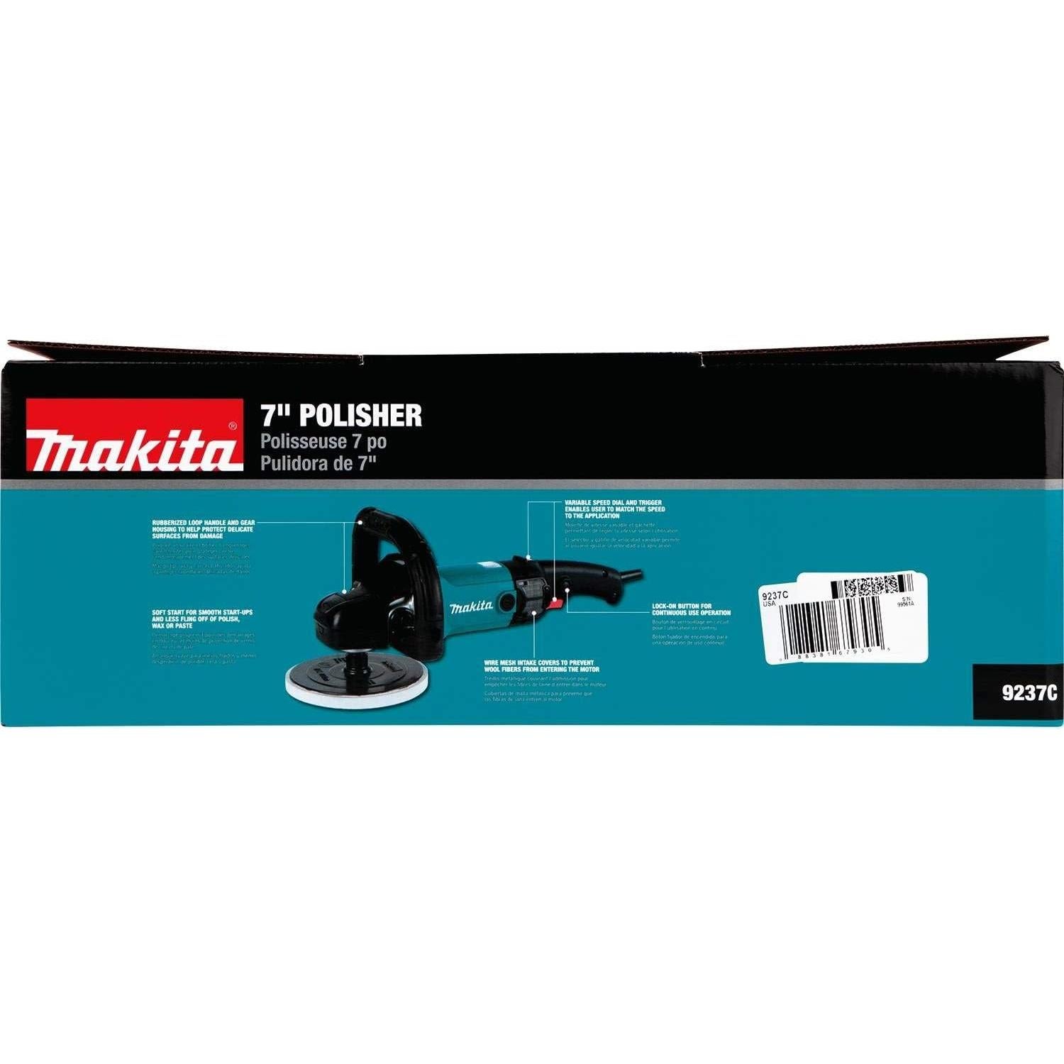 Pulidora Makita 9237C 1200W 3200 RPM 7" (17.78 cm) Azul
