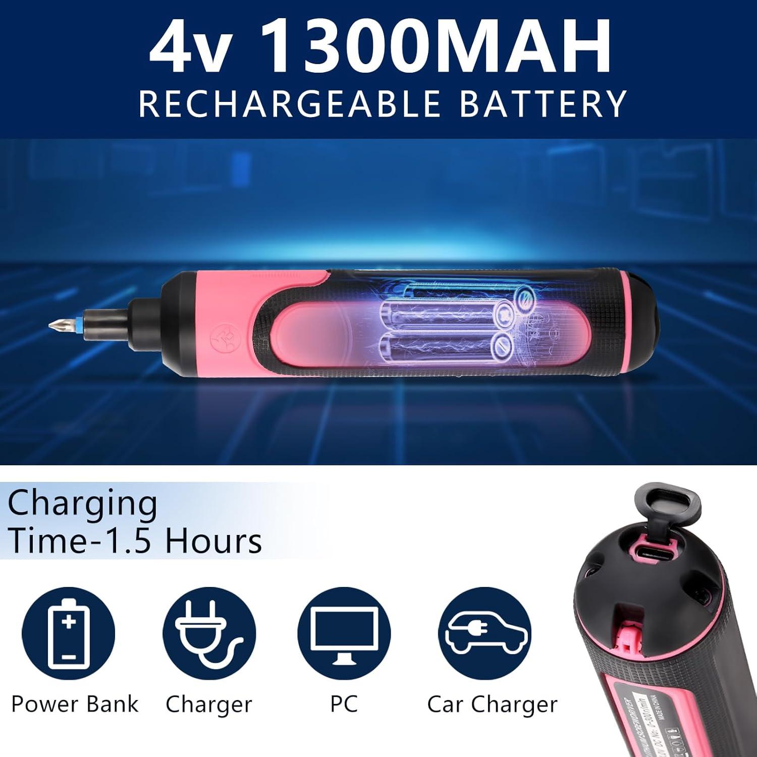 Destornillador Eléctrico Recargable SOCOHO AID 4V Rosa