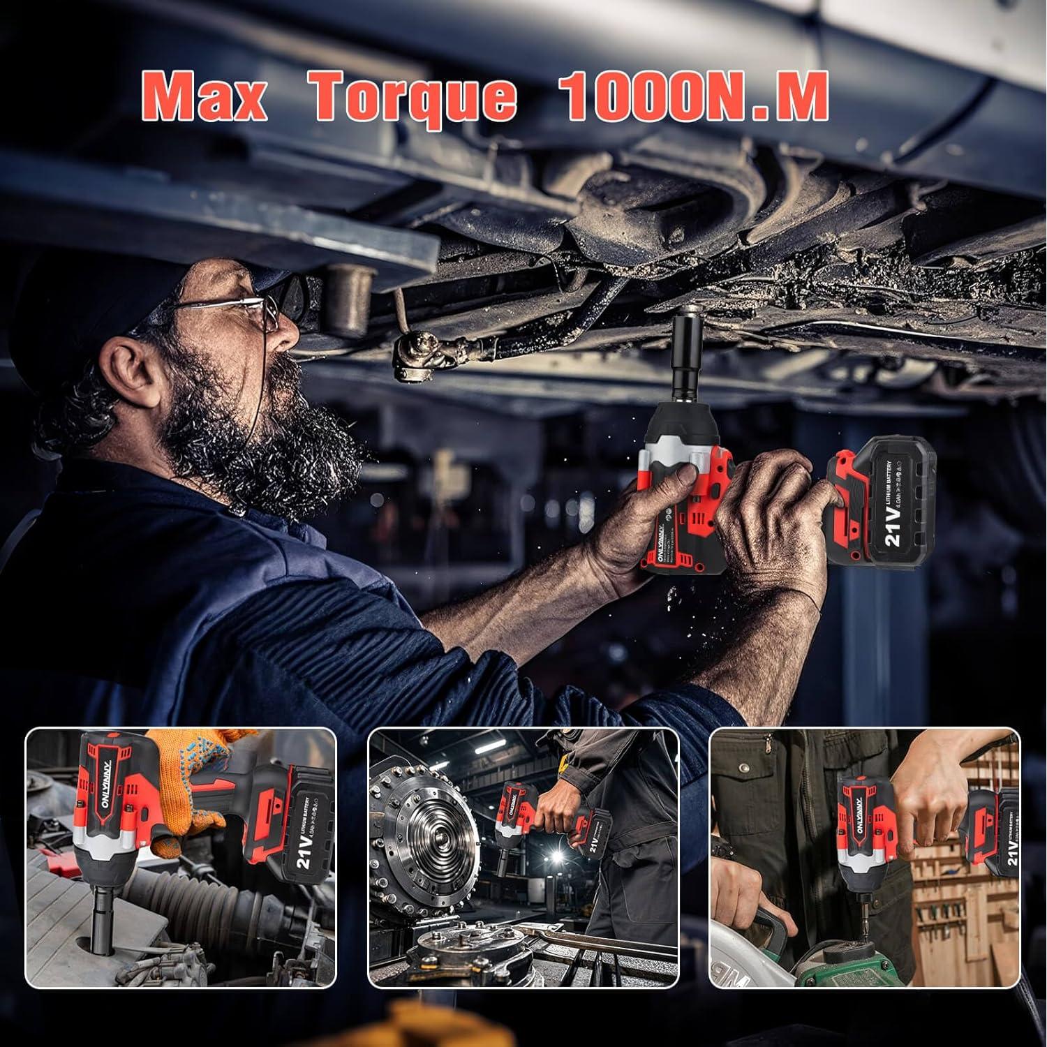 Llave de impacto inalámbrica 1/2 OnlyinNY 1000 N.m 21V