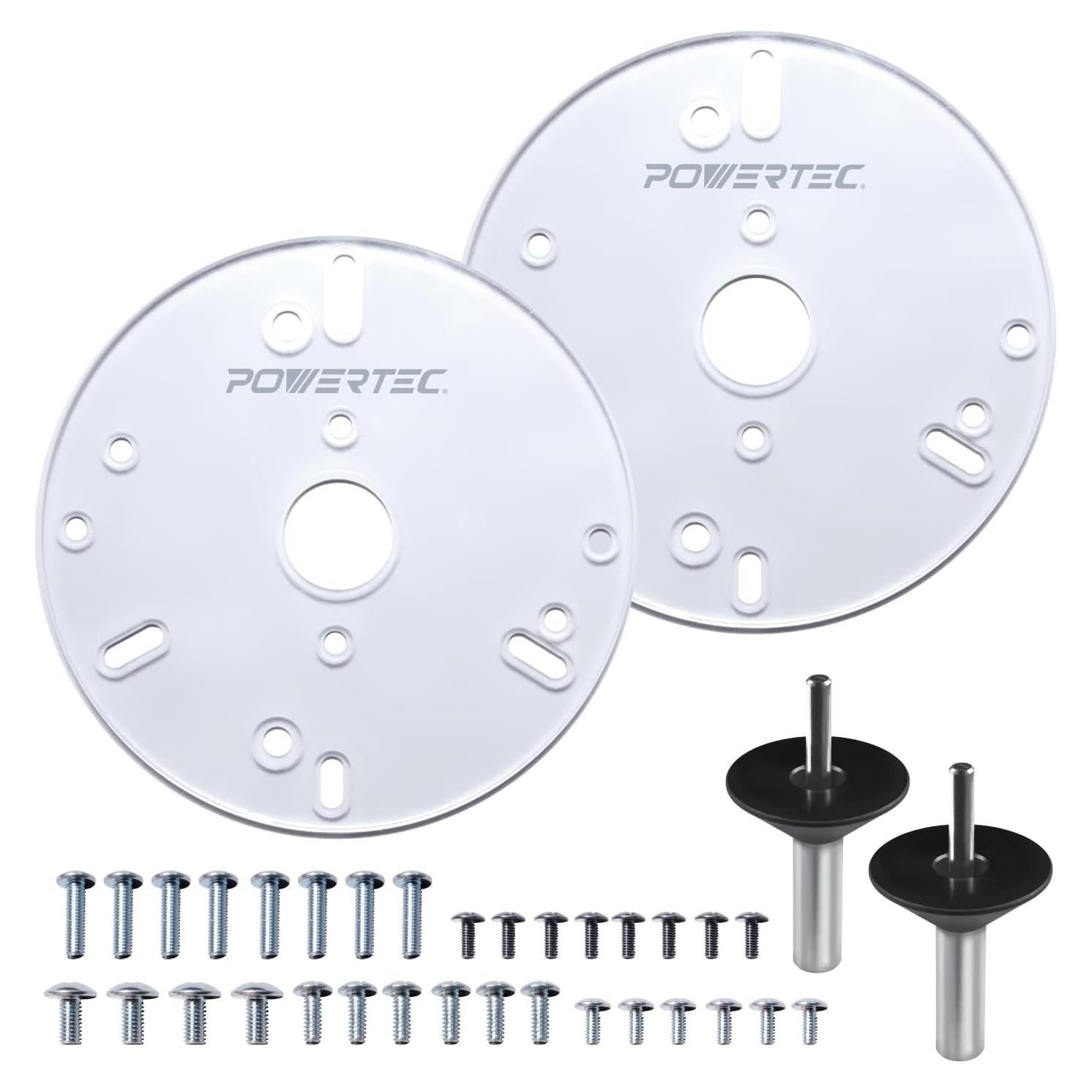 Placa Base Router POWERTEC 6.5" con Cono y Pin de Centrados