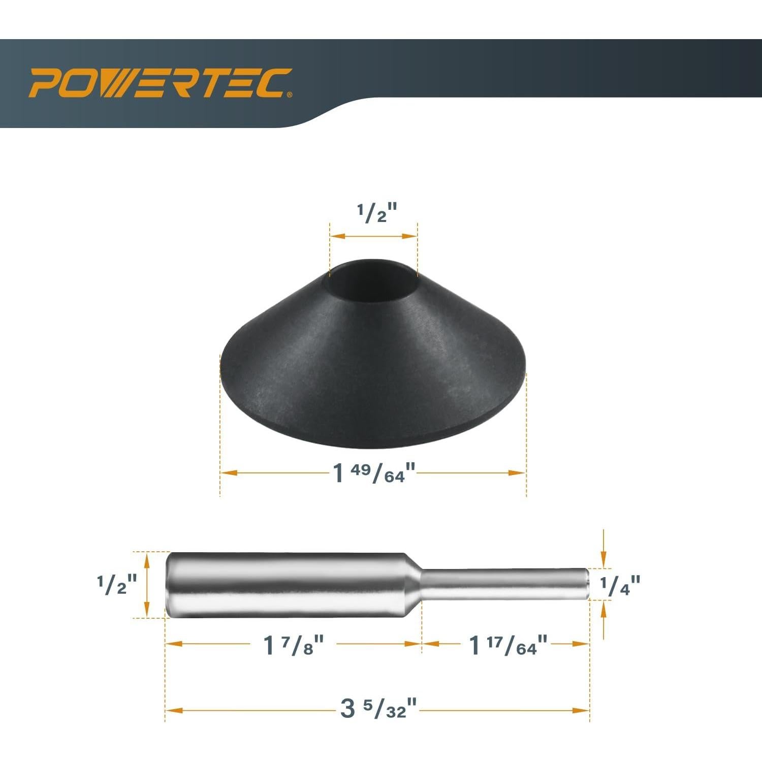 Placa Base Router POWERTEC 6.5" con Cono y Pin de Centrados