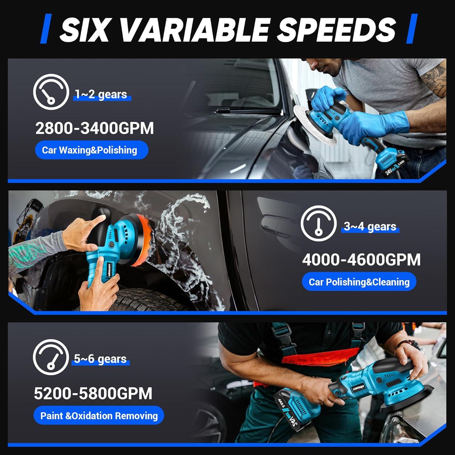 Pulidor a Batería LDHTHOPI 24V 1600W 10000RPM Kit 23 Accesorios