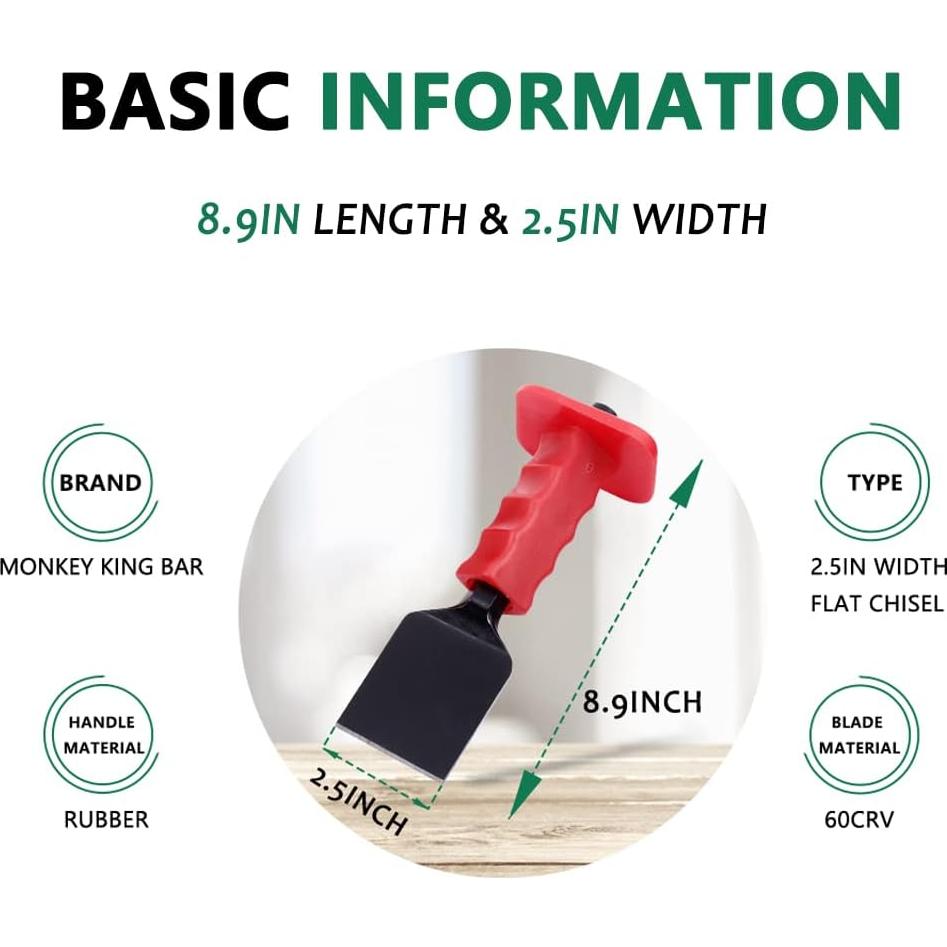 Cincel Plano 225mm Barra del Rey Mono 2.5" Ancho Acero