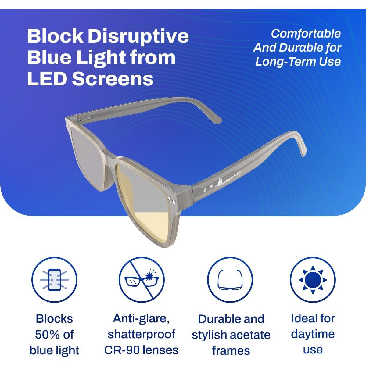 Gafas Bloqueadoras de Luz Azul DefenderShield 50% Ámbar