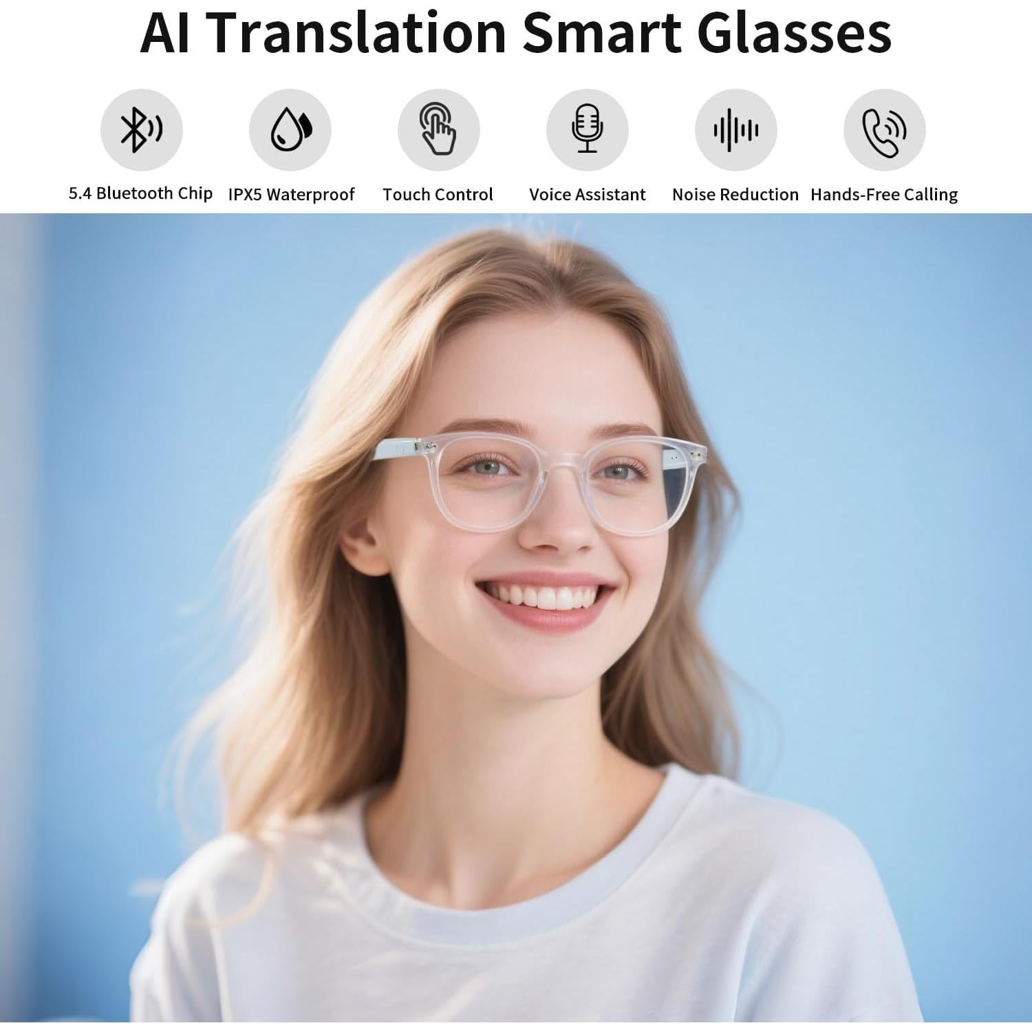 Gafas Inteligentes AI UF-15 Rosa con Traducción en Tiempo Real