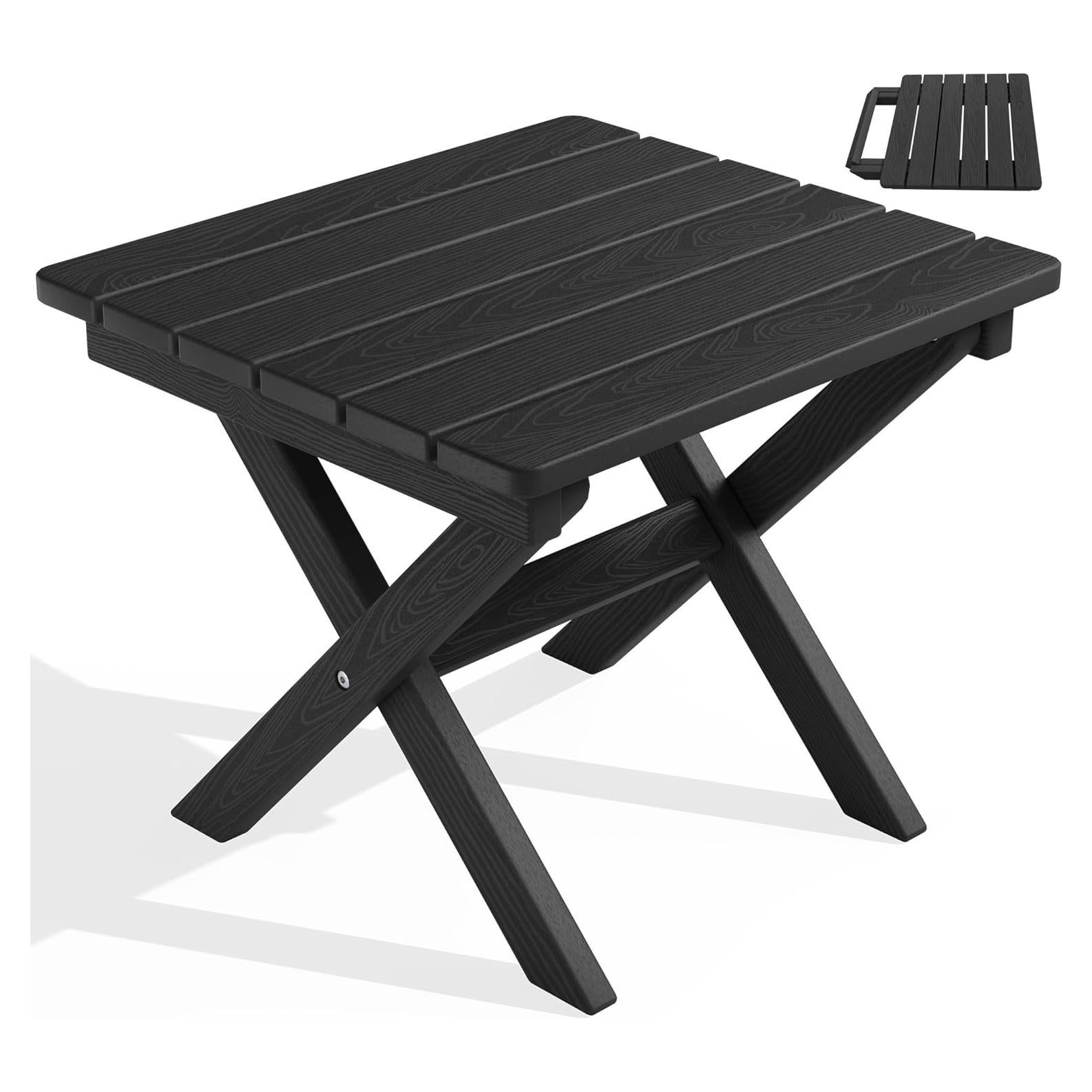 Mesa Lateral Plegable SERWALL Adirondack HDPE Negra