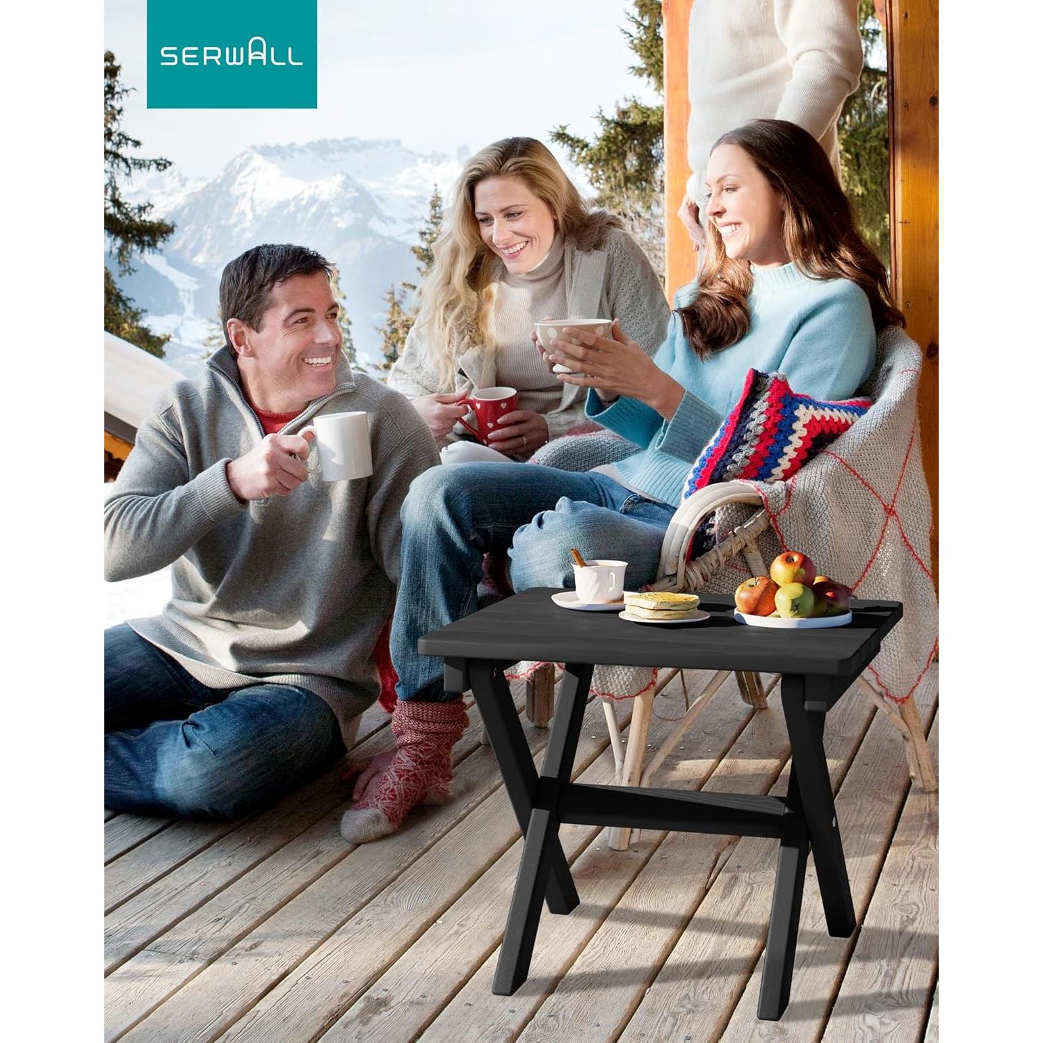 Mesa Lateral Plegable SERWALL Adirondack HDPE Negra