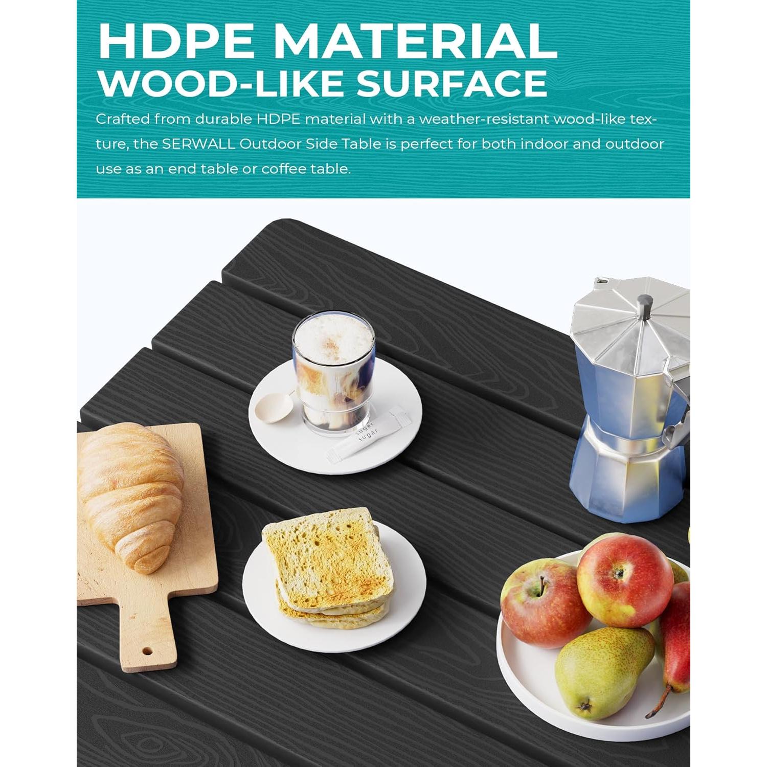 Mesa Lateral Plegable SERWALL Adirondack HDPE Negra