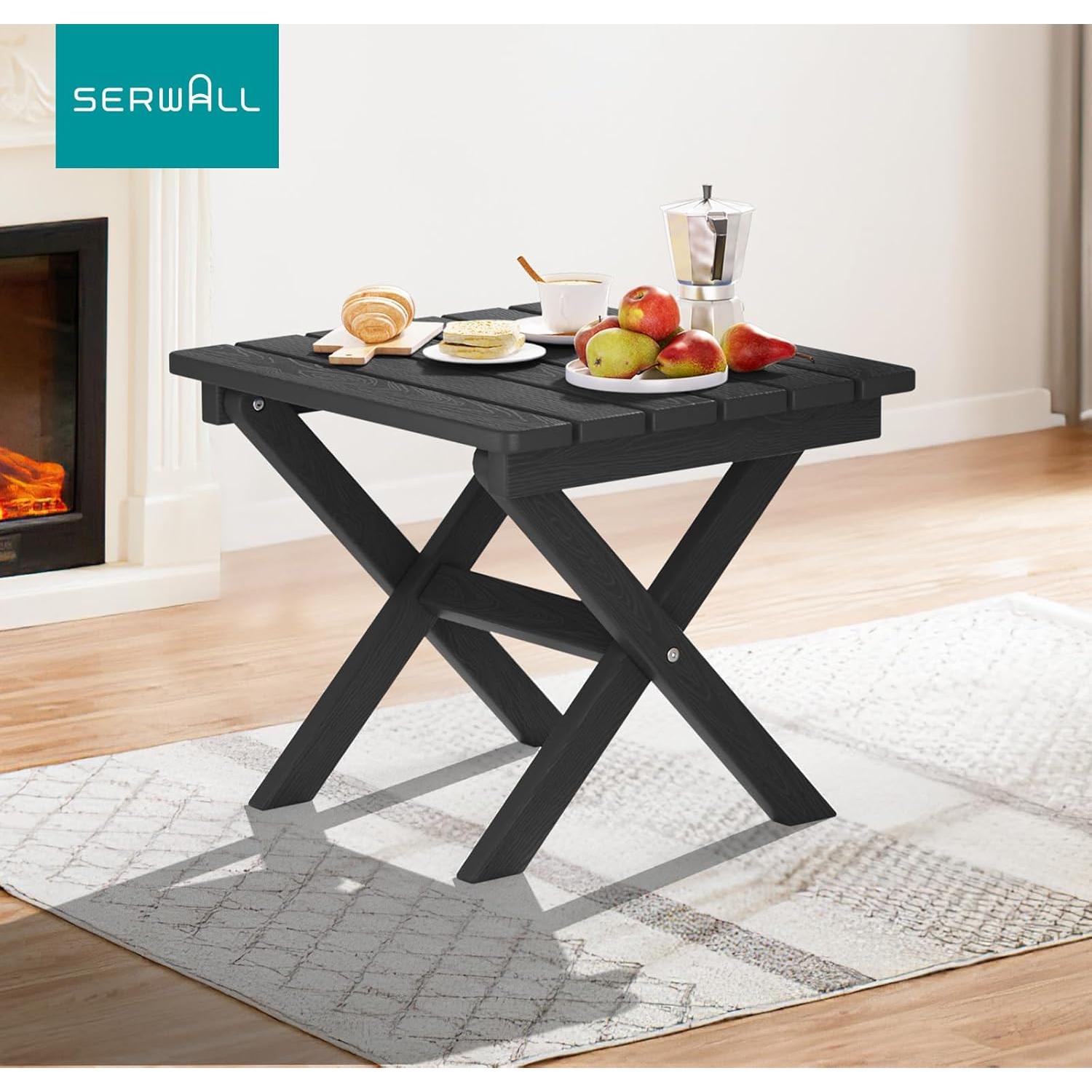 Mesa Lateral Plegable SERWALL Adirondack HDPE Negra