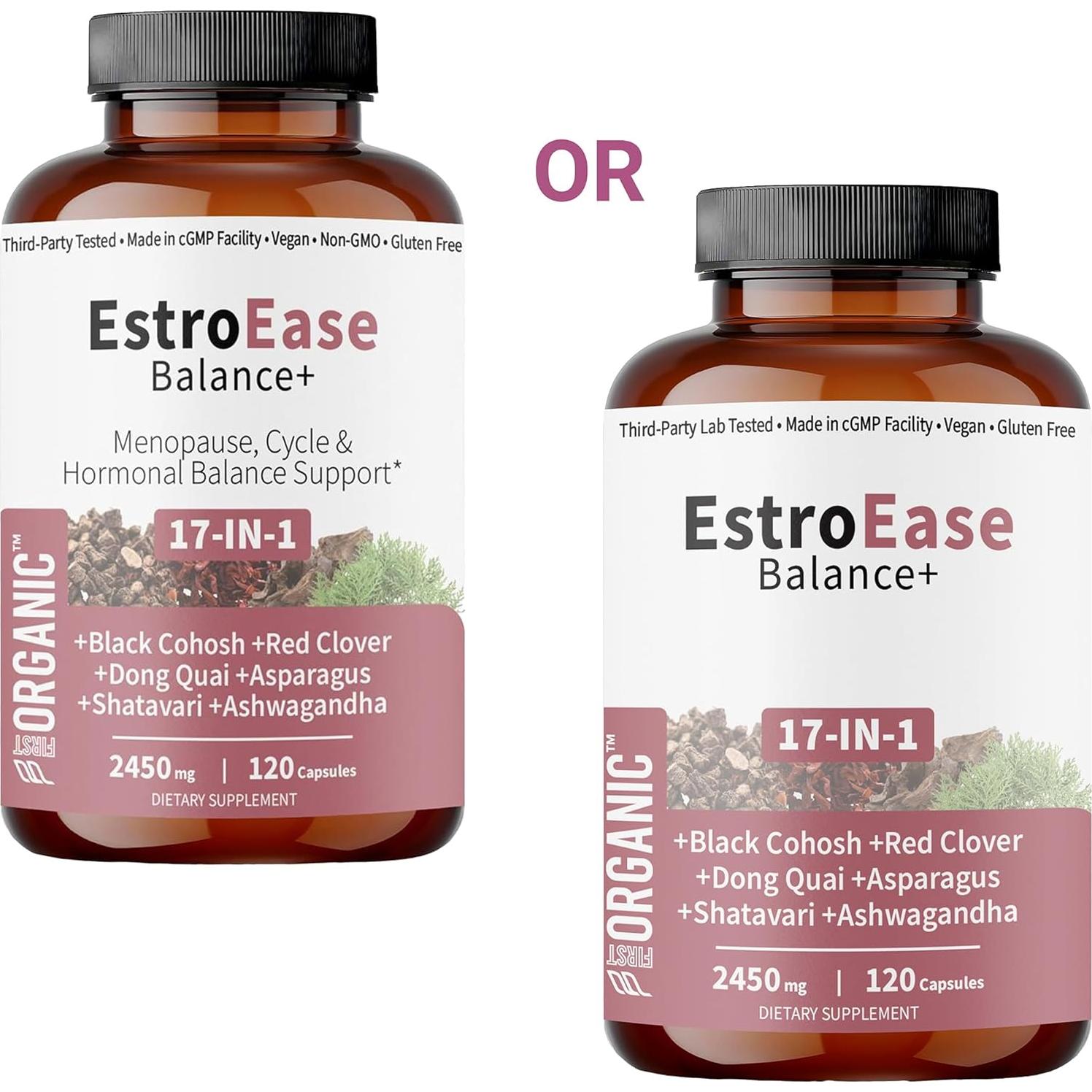 EstroEase Balance+ | 2450mg - 17-in-1 | Plant-Based Women’s Menopause, Cycle & Hormonal Balance Support | Third-Party Tested, Vegan, Non-GMO, Gluten Free | 120 Capsules