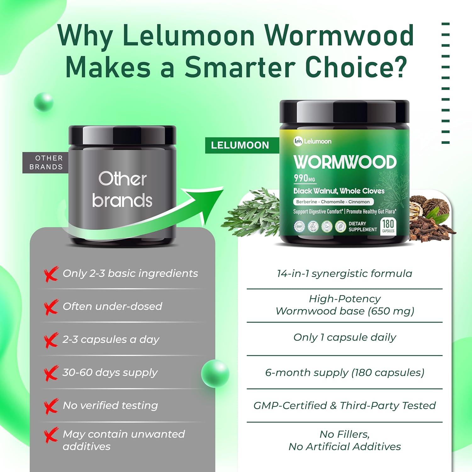 Wormwood Lelumoon 990 mg - 180 Cápsulas Digestivas Naturales