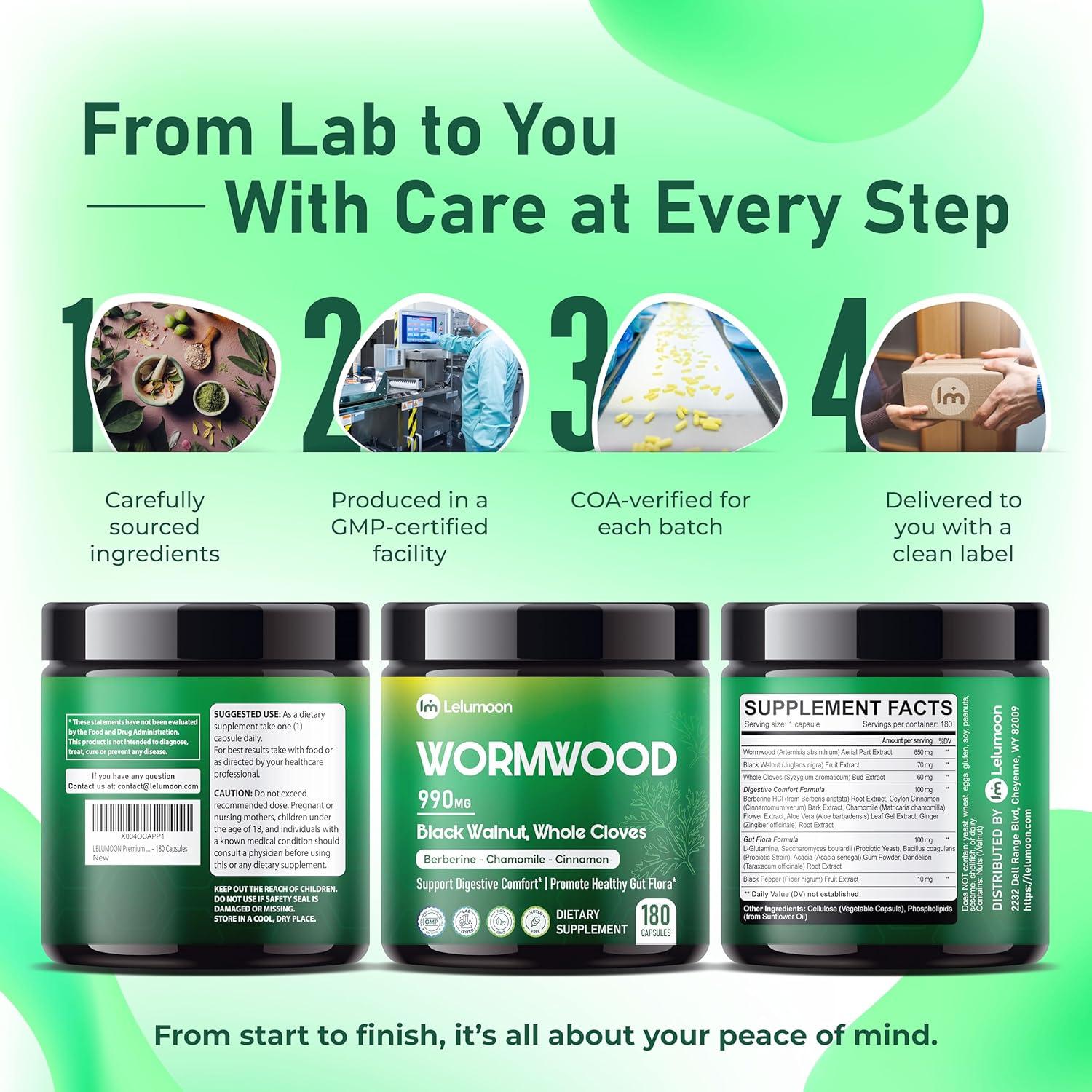 Wormwood Lelumoon 990 mg - 180 Cápsulas Digestivas Naturales