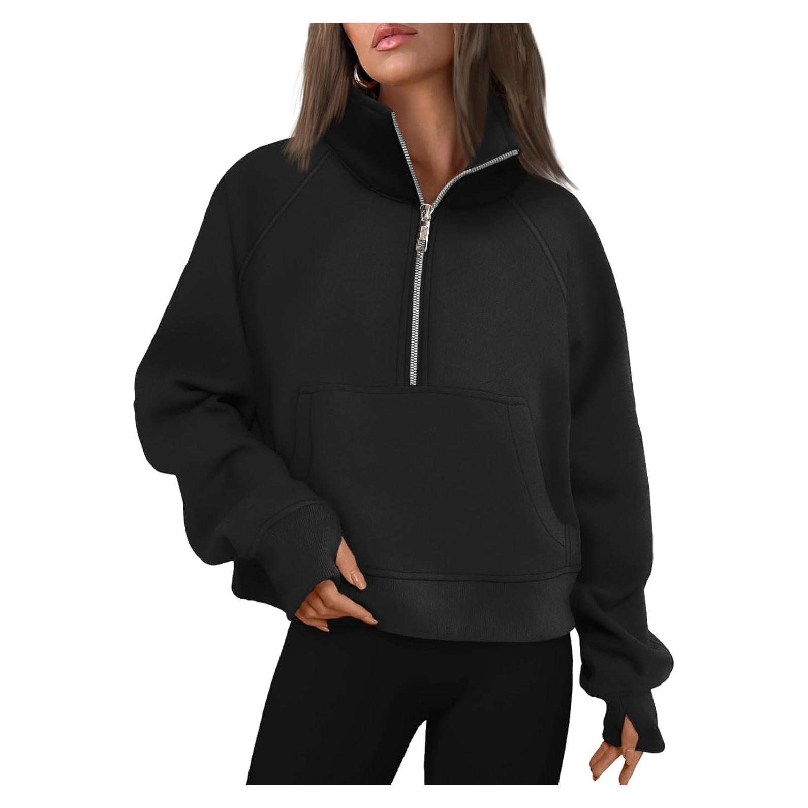 Sudadera Mujer AUTOMET Media Cremallera Cropped Negra