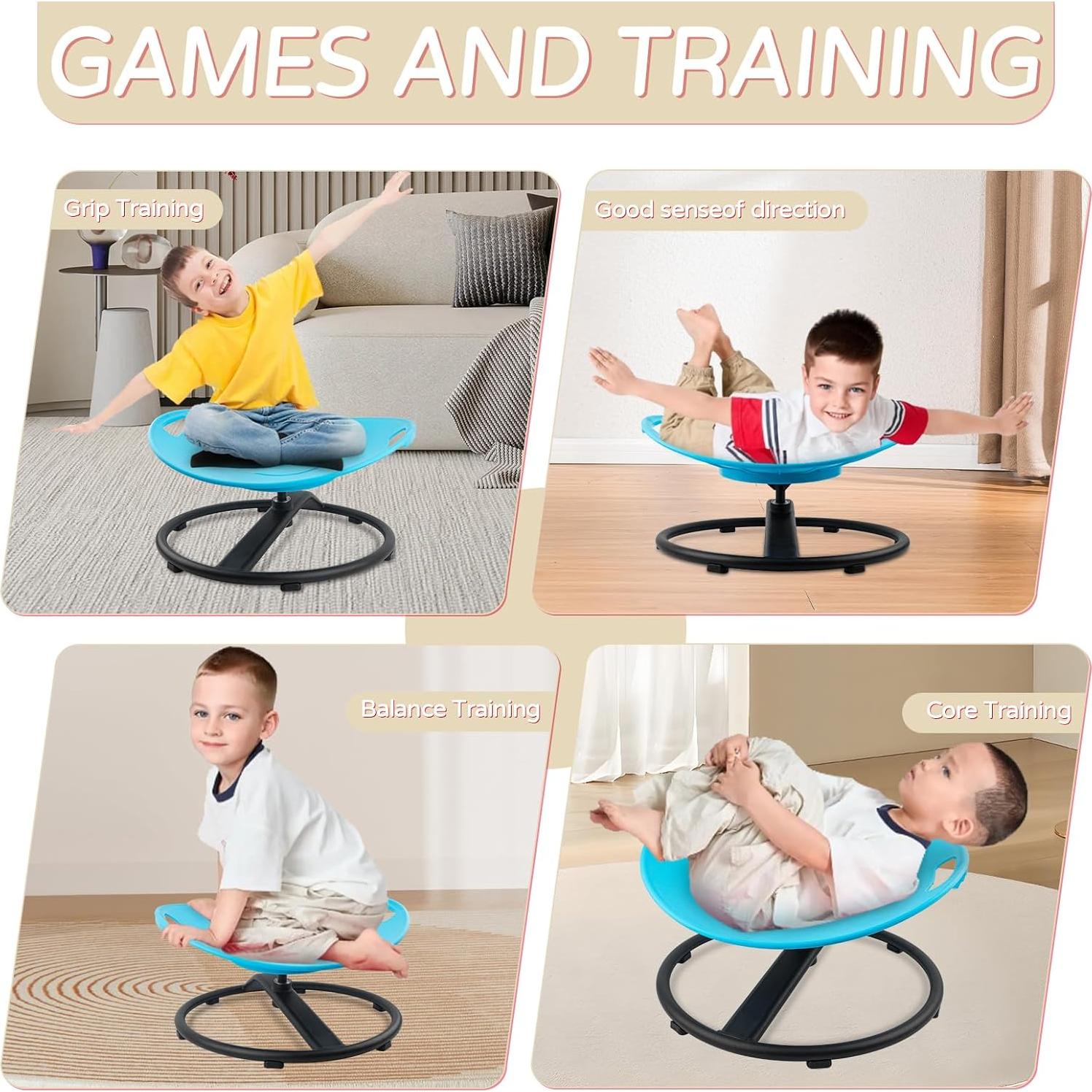 Silla giratoria sensorial para niños Lovligt, azul, 40.6 cm