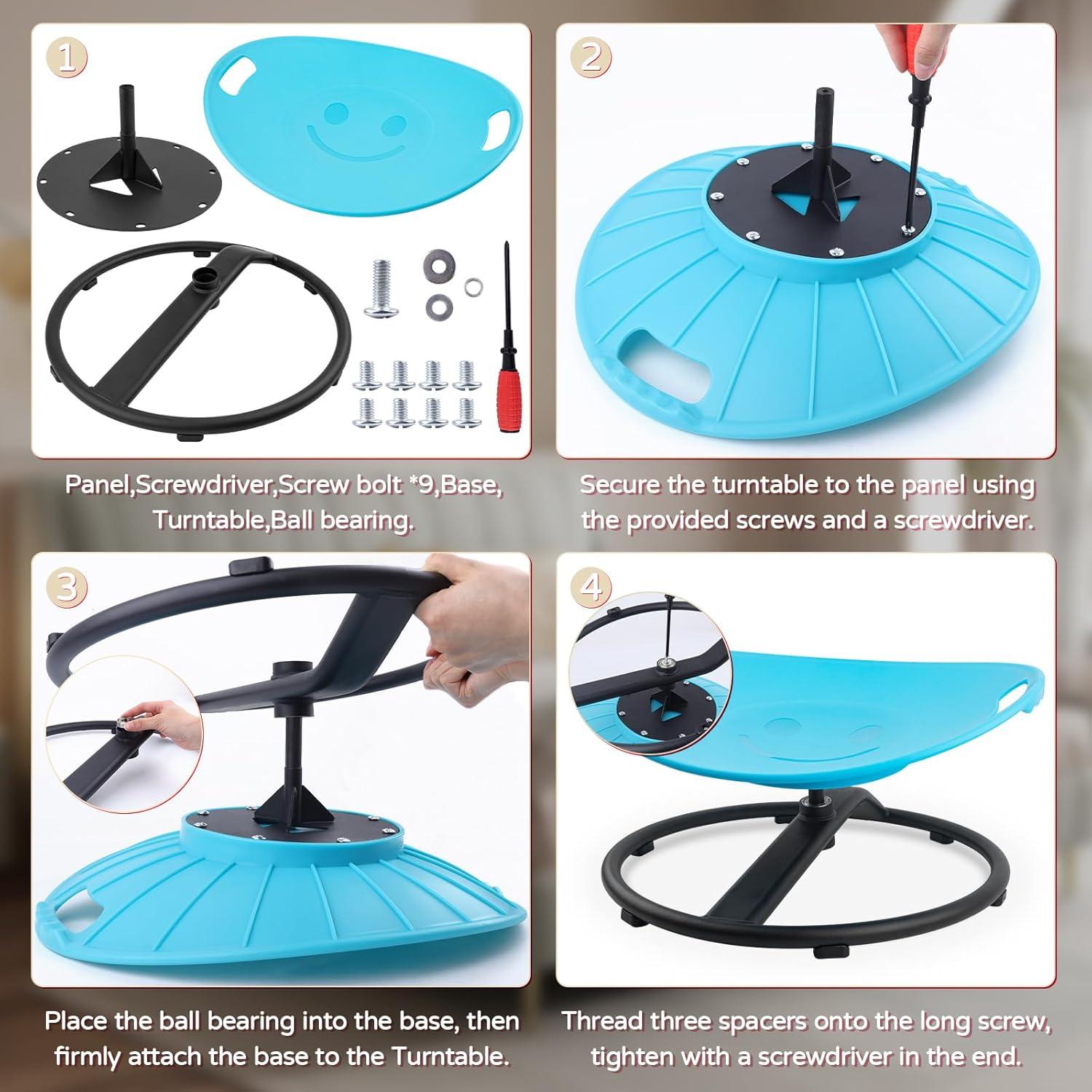 Silla giratoria sensorial para niños Lovligt, azul, 40.6 cm