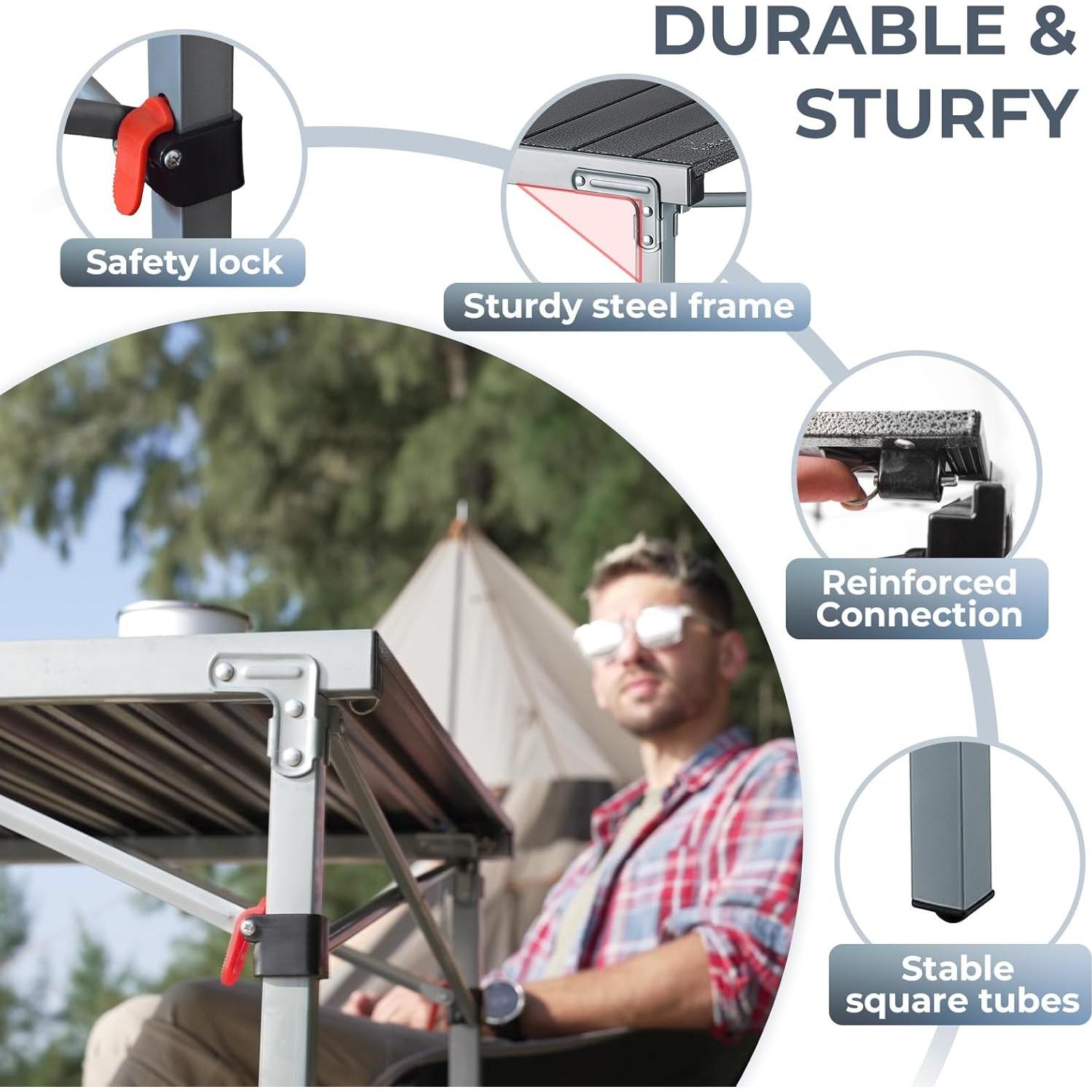 Mesa Plegable de Aluminio KingCamp 4-6 Personas Portátil