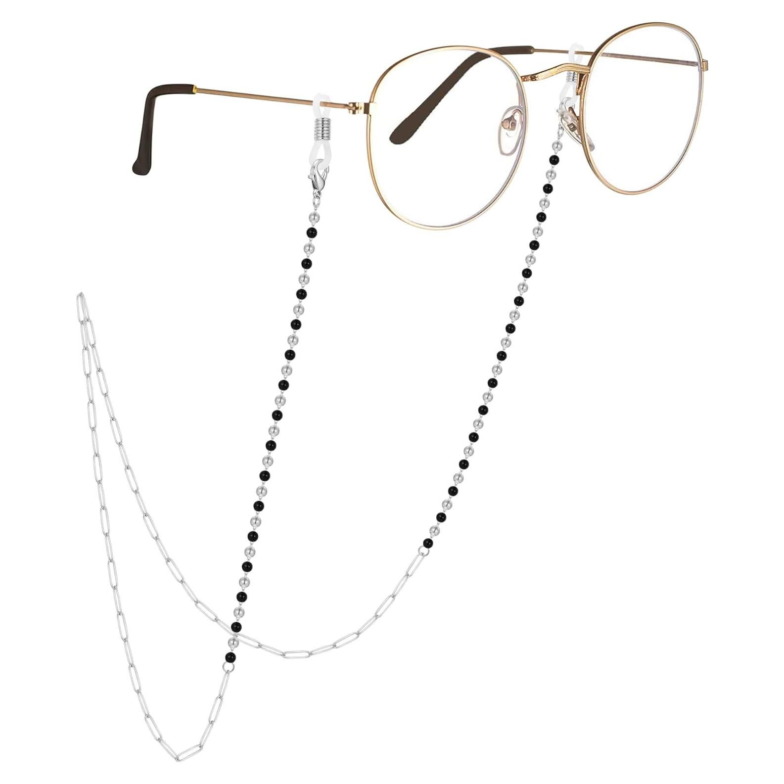Cadena de Gafas AllenCOCO 14K con Ágata Negra 86 cm