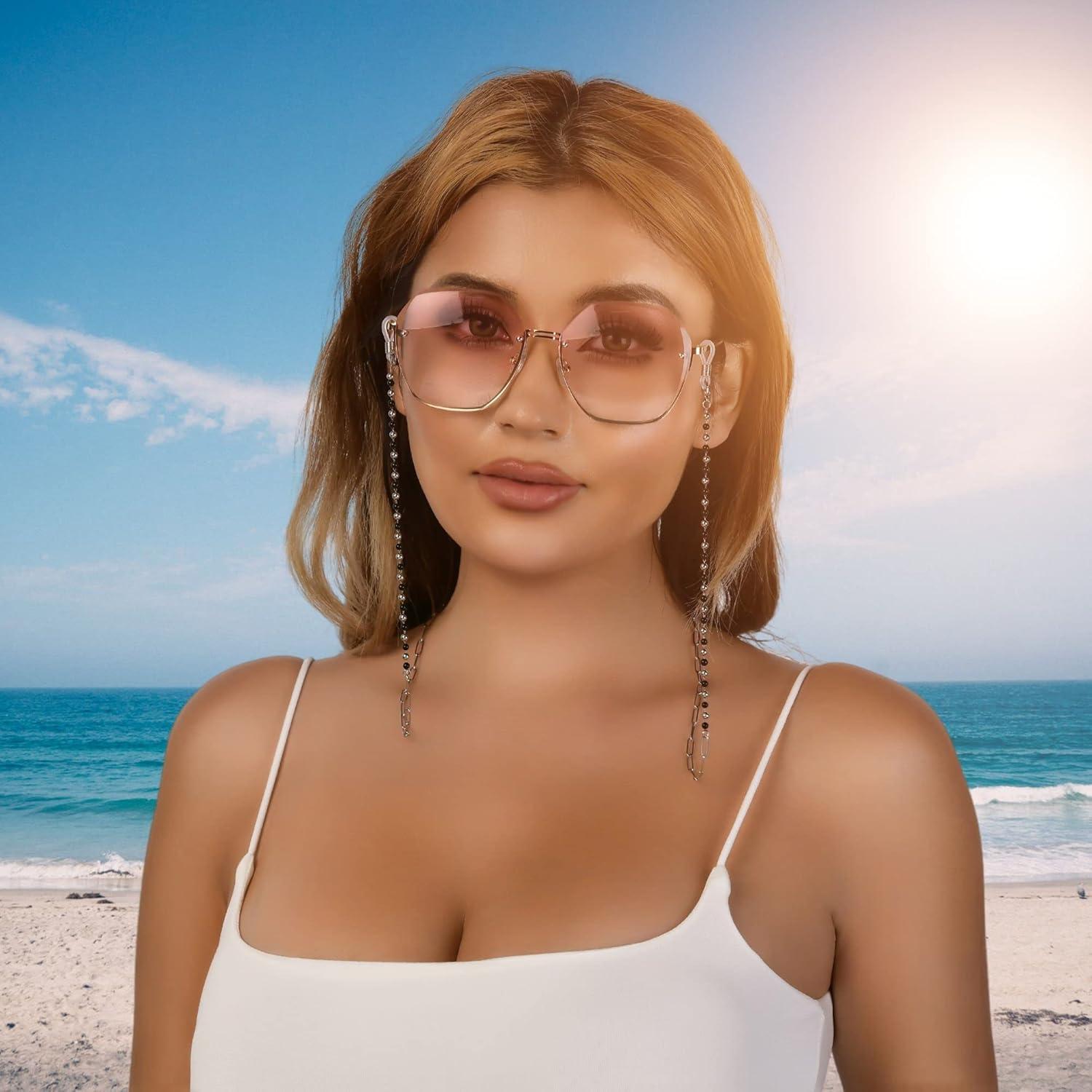 Cadena de Gafas AllenCOCO 14K con Ágata Negra 86 cm