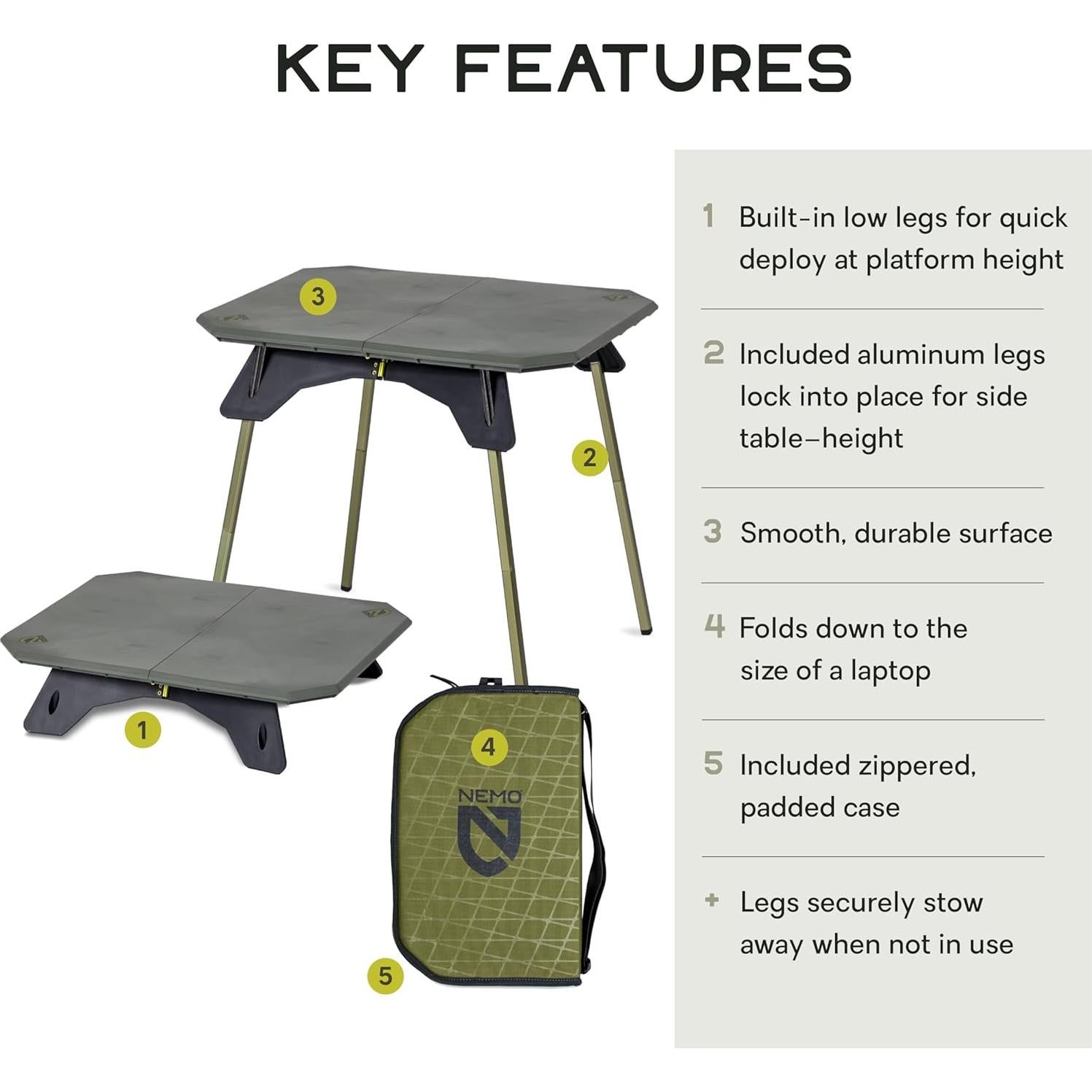 Mesa de Campamento NEMO Moonlander Doble Altura - Boreal