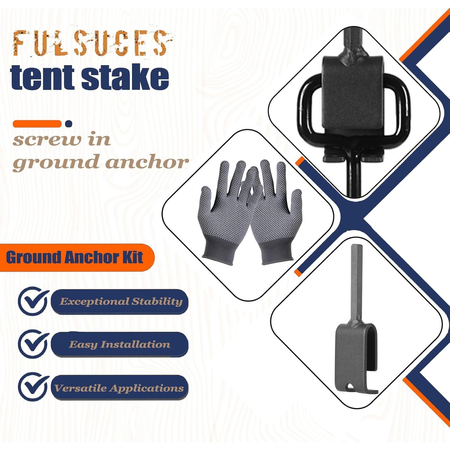 Estacas de Tierra Atornilladas Fulsuces 6PCS Adaptador Negro