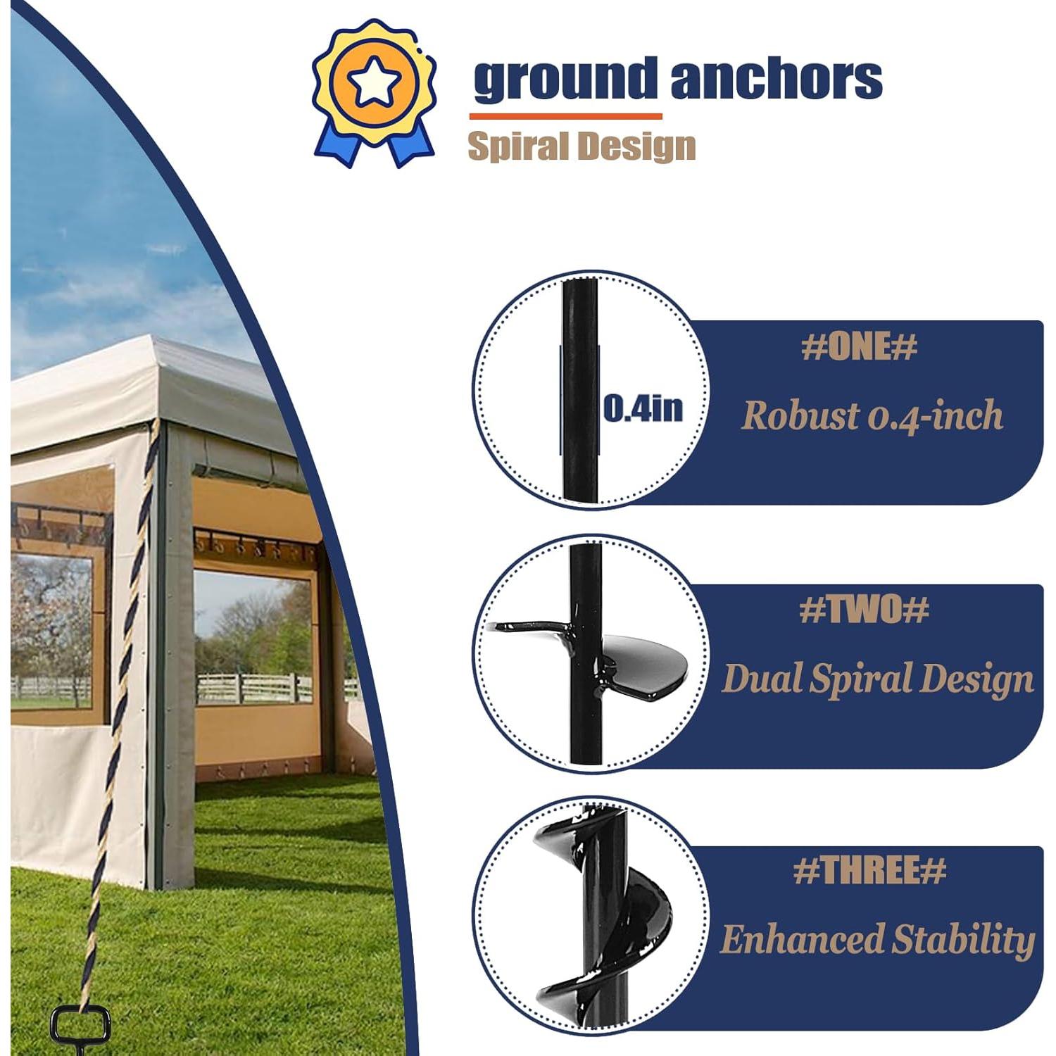 Estacas de Tierra Atornilladas Fulsuces 6PCS Adaptador Negro