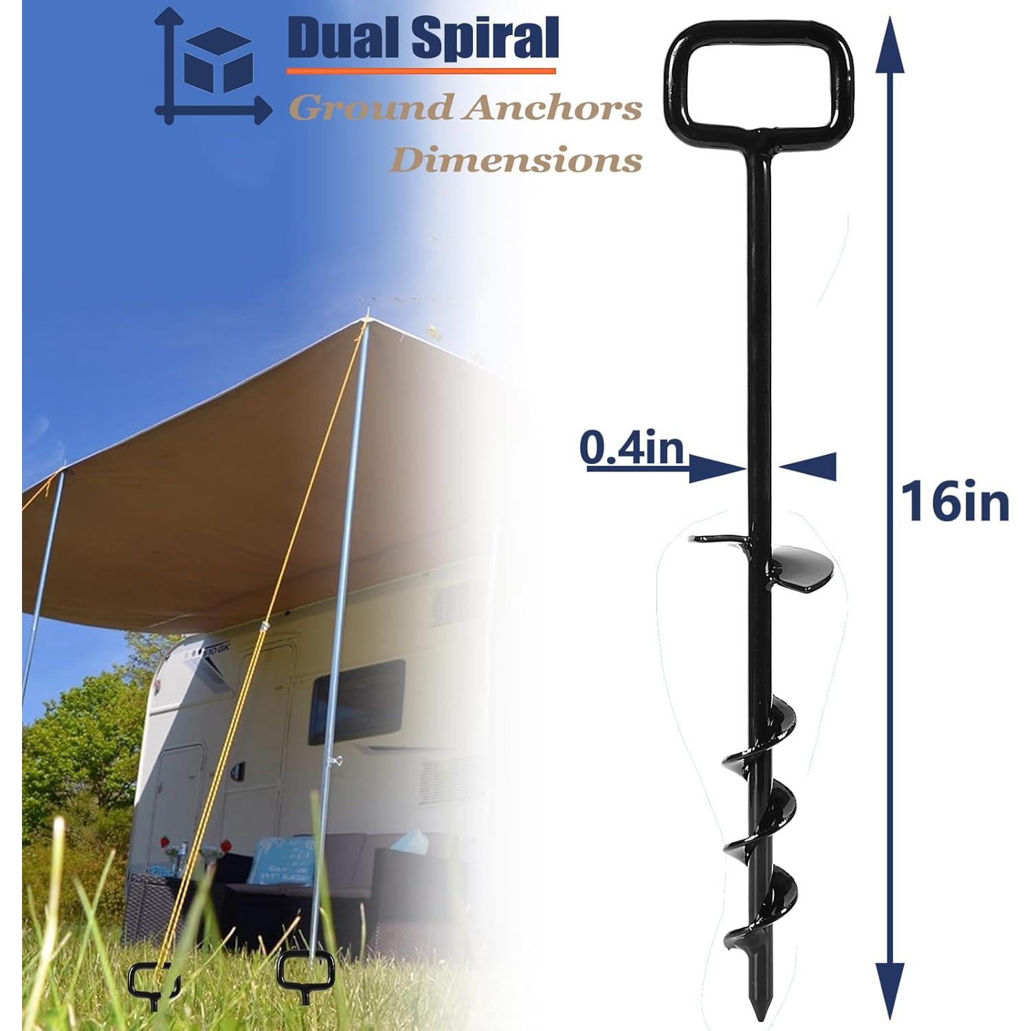 Estacas de Tierra Atornilladas Fulsuces 6PCS Adaptador Negro