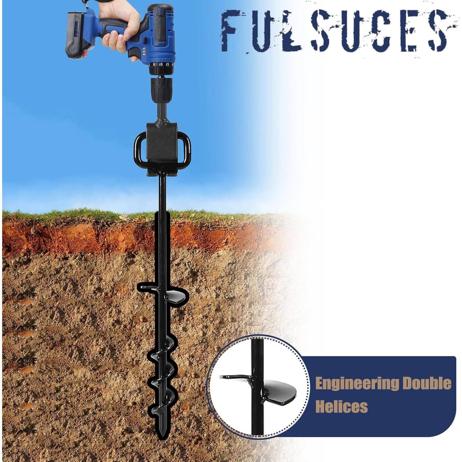 Estacas de Tierra Atornilladas Fulsuces 6PCS Adaptador Negro