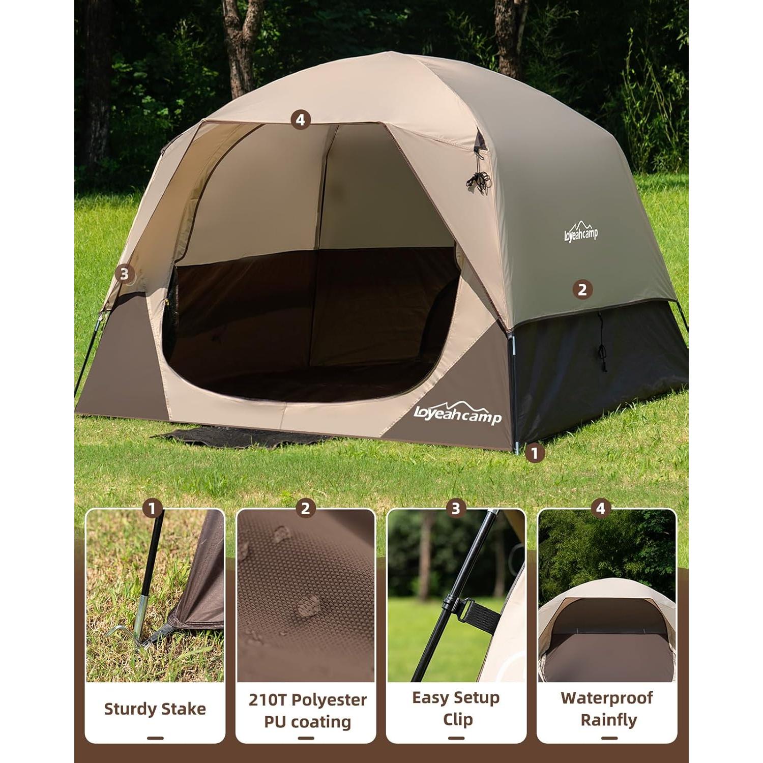 Tienda de Camping Loyeahcamp para 4 Personas Impermeable