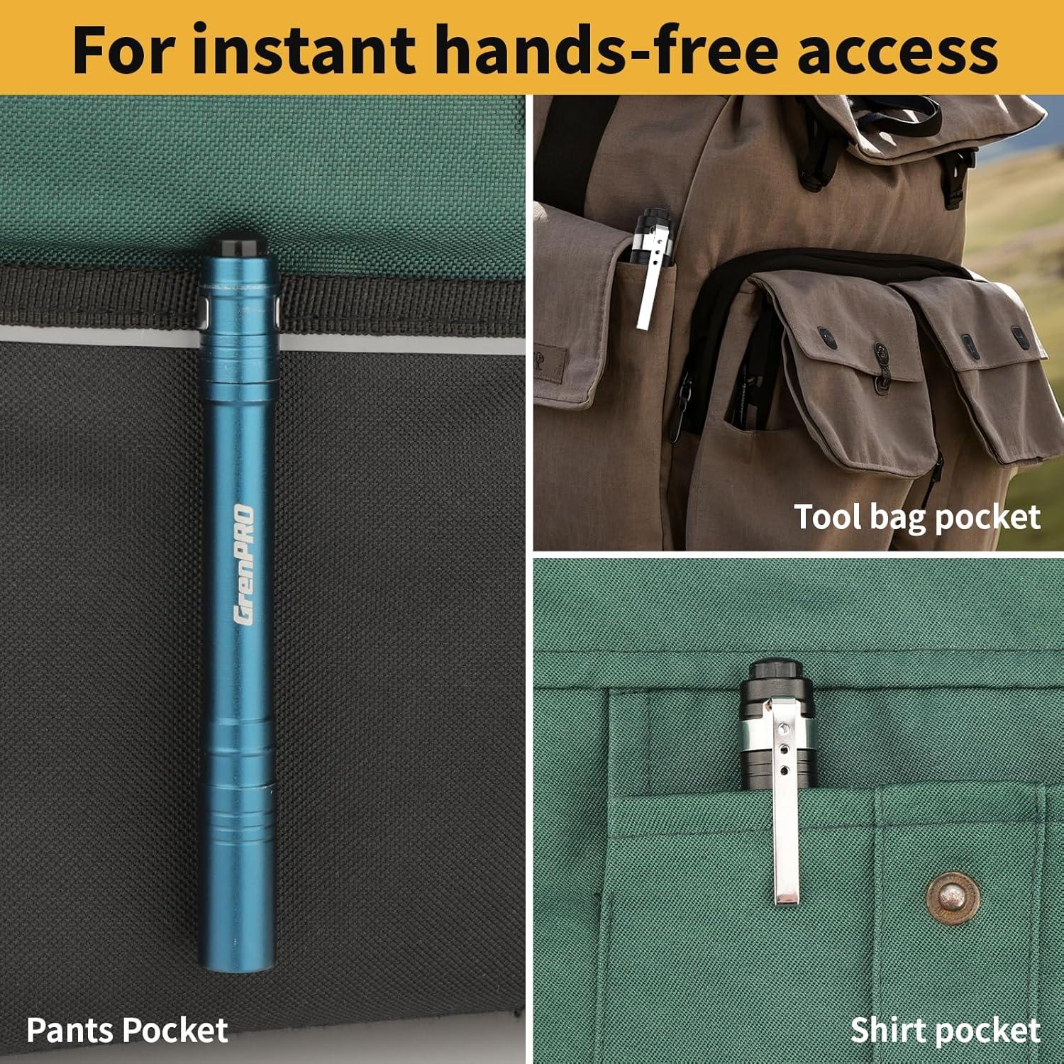 Linterna LED de bolsillo GRENPRO azul, 4 unidades con pilas