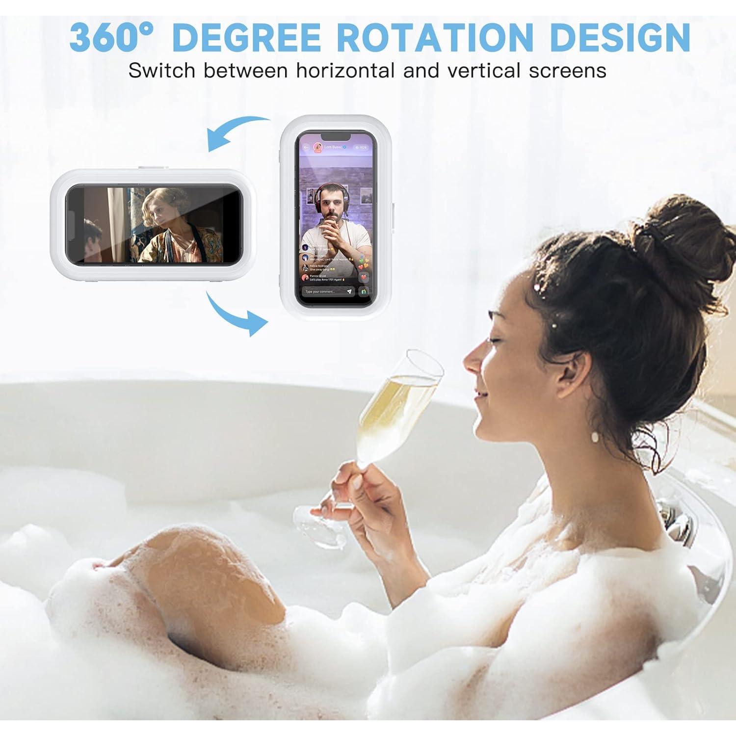 Soporte para teléfono de ducha KUNSLUCK IPX6 360° blanco