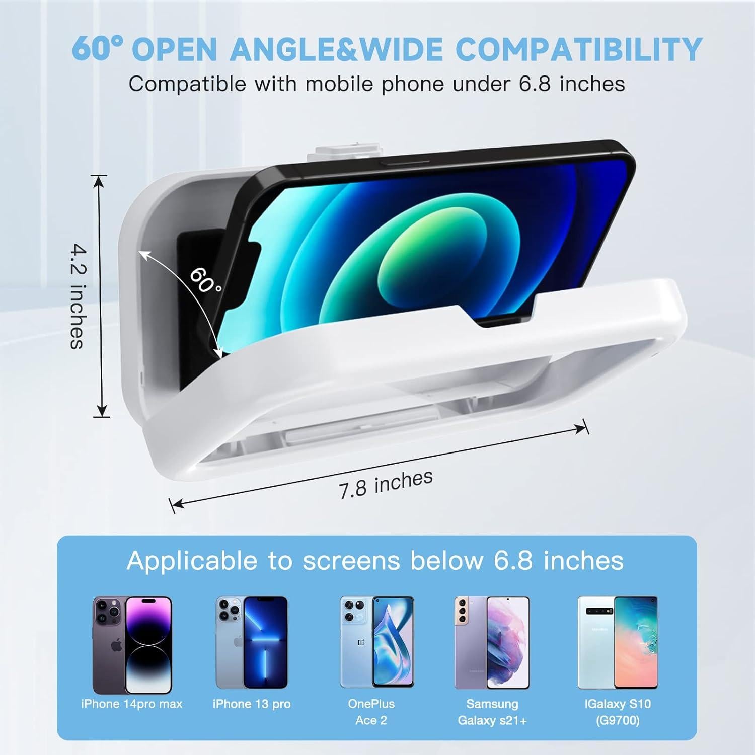 Soporte para teléfono de ducha KUNSLUCK IPX6 360° blanco