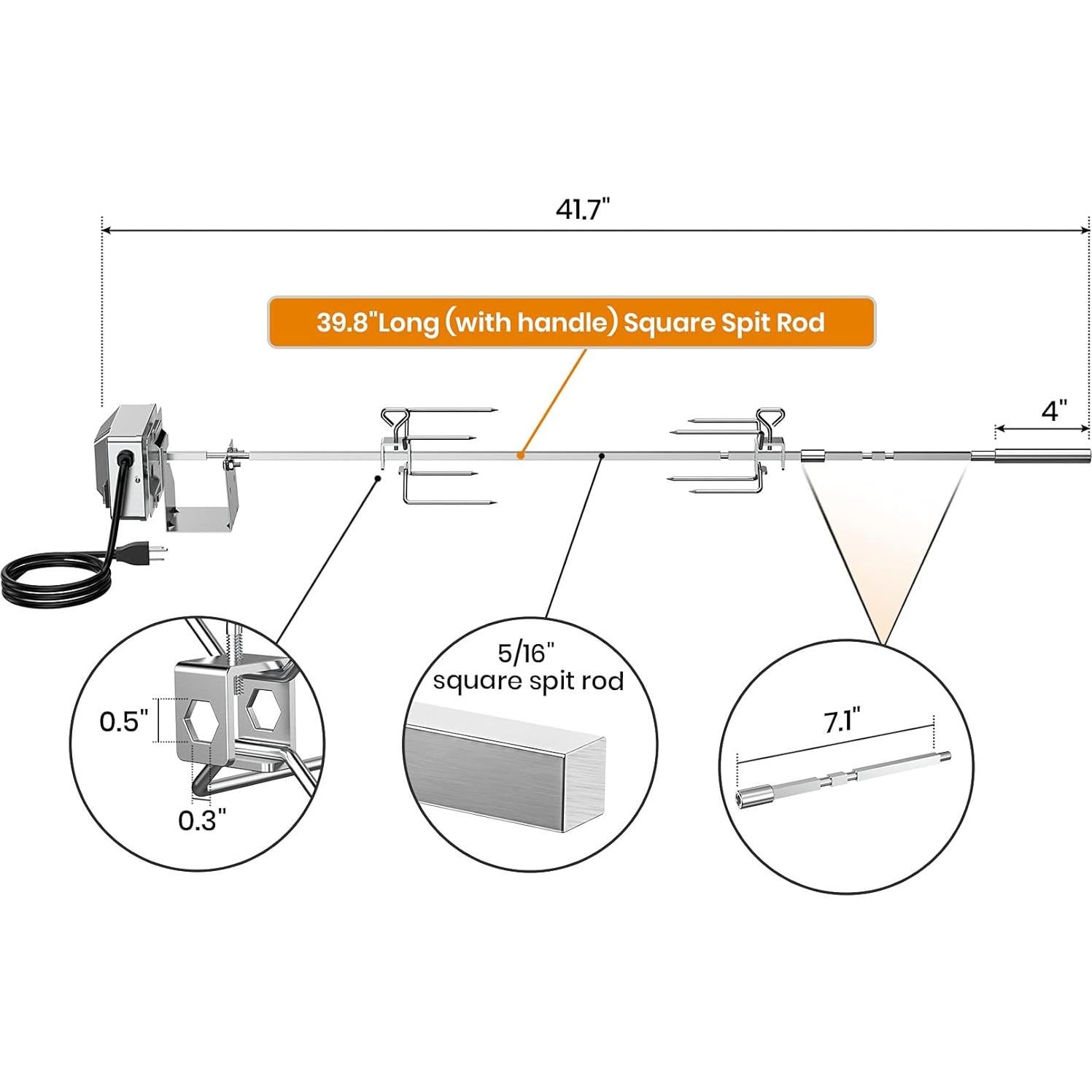 Kit Rotisserie Onlyfire Acero Inoxidable para Weber Genesis II 200-300