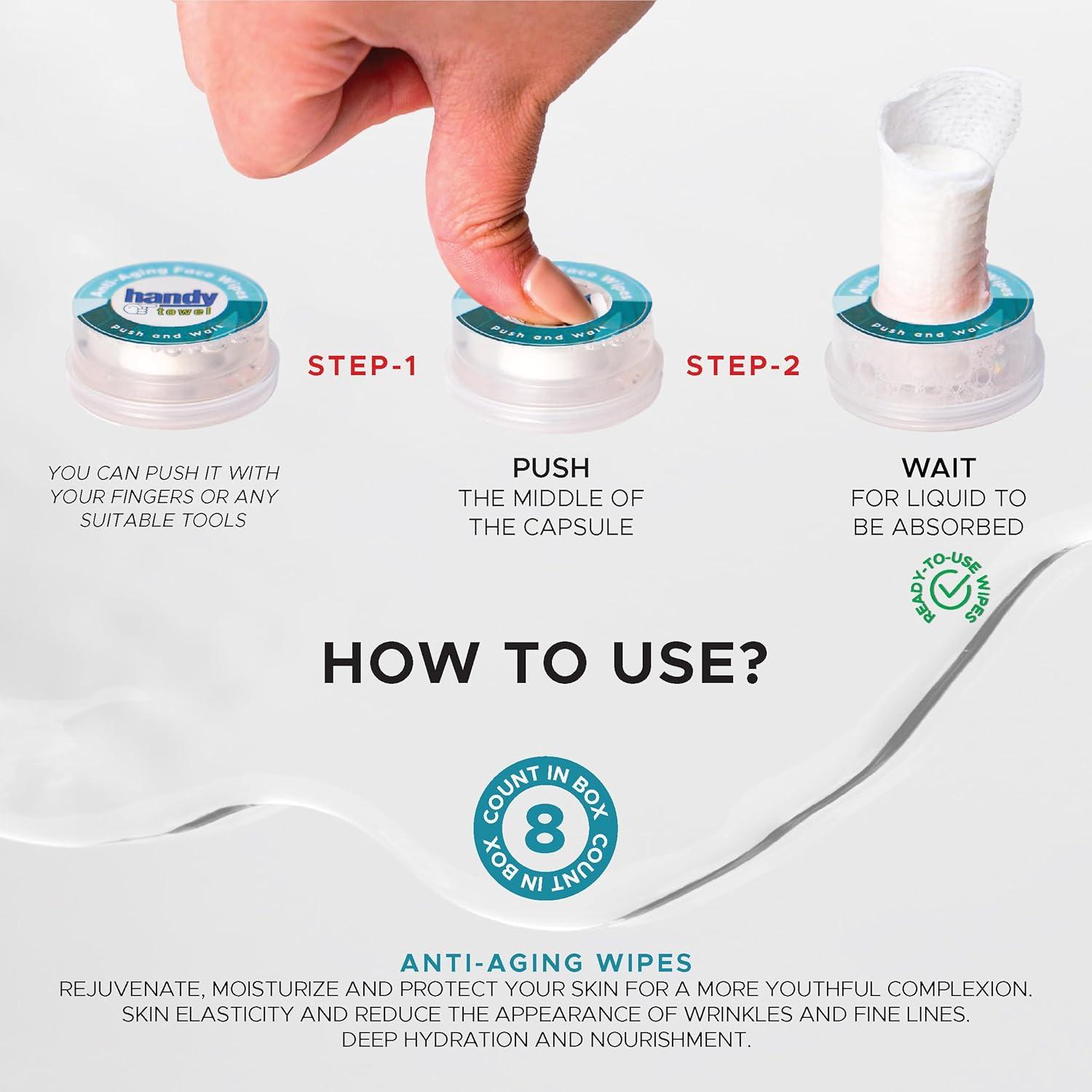 Toallitas Faciales Anti-Envejecimiento HandyTowel - 8 Unidades
