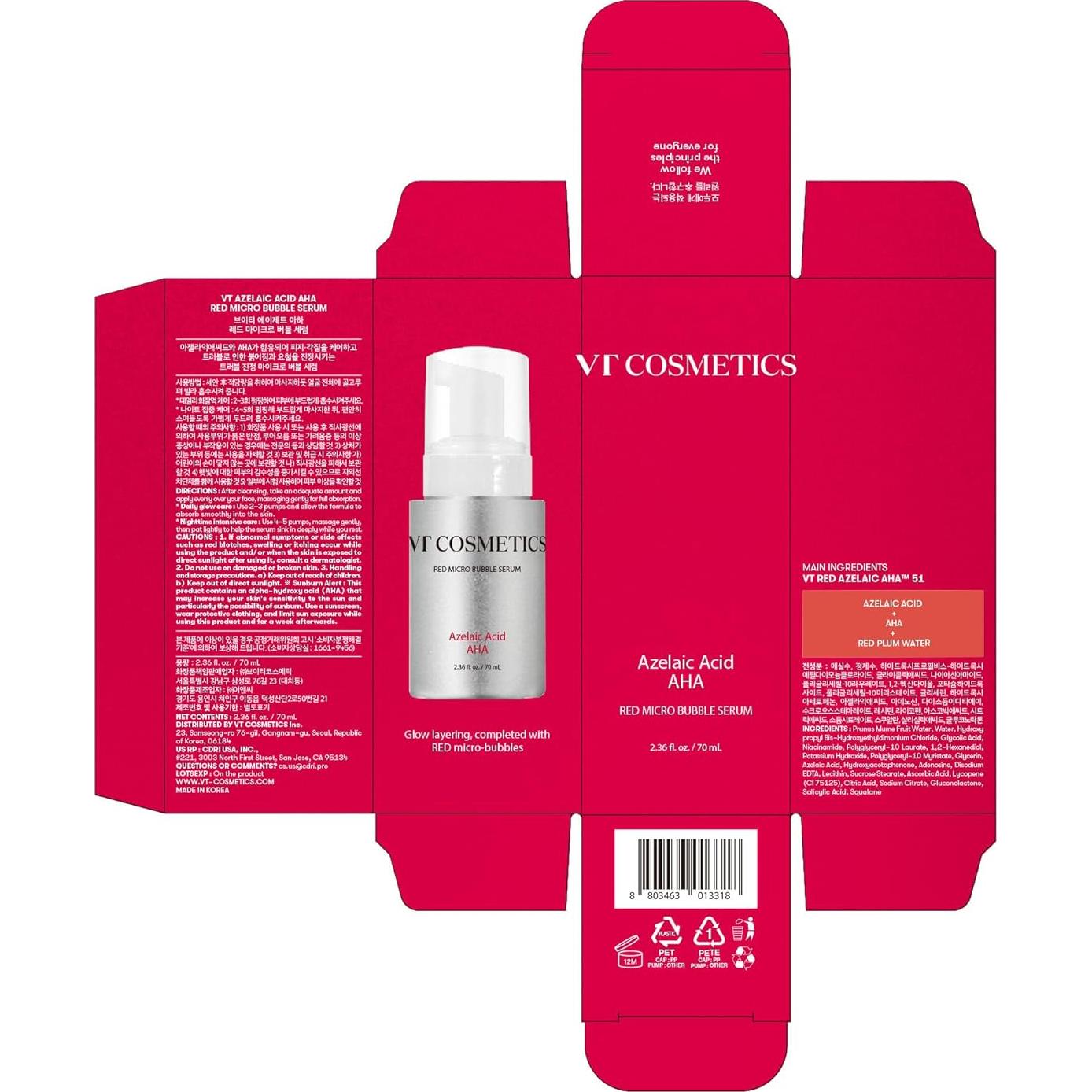 Suero Burbuja VT COSMETICS 69.96 ml Ácido Azelaico AHA