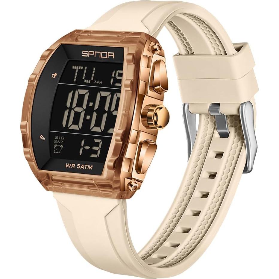 Reloj Digital PASOY Tonneau Doble Hora 5ATM Impermeable