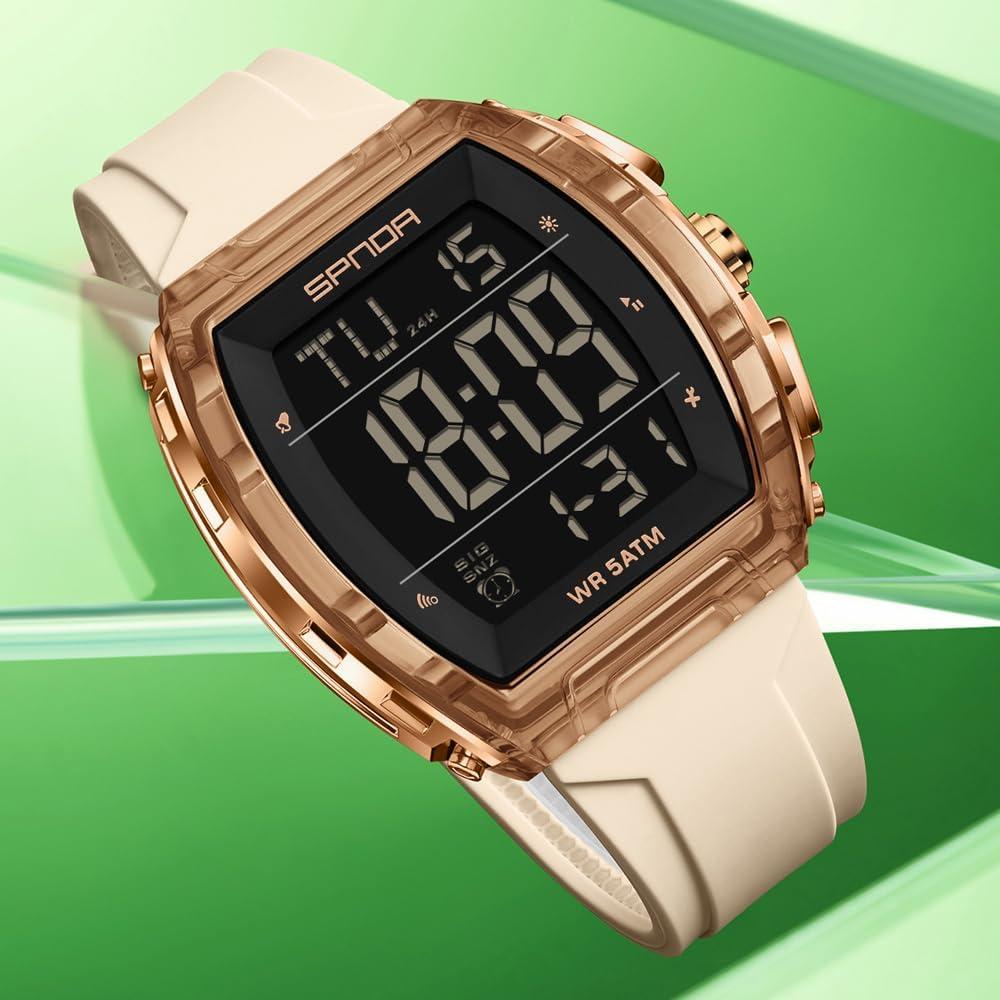 Reloj Digital PASOY Tonneau Doble Hora 5ATM Impermeable