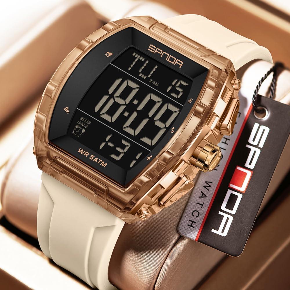 Reloj Digital PASOY Tonneau Doble Hora 5ATM Impermeable