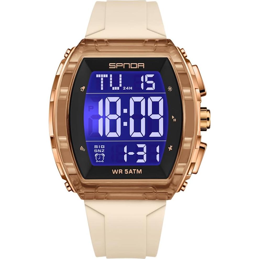 Reloj Digital PASOY Tonneau Doble Hora 5ATM Impermeable