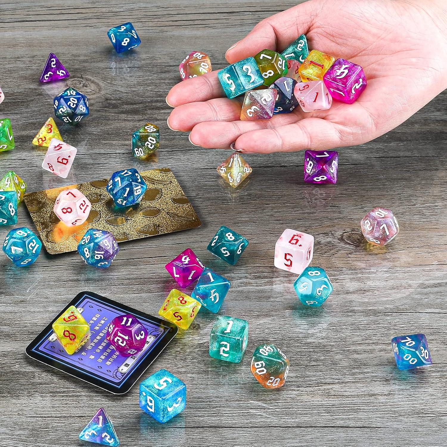 Juego de Dados Poliedricos DND Surhugvy 70 Piezas con 10 Bolsas